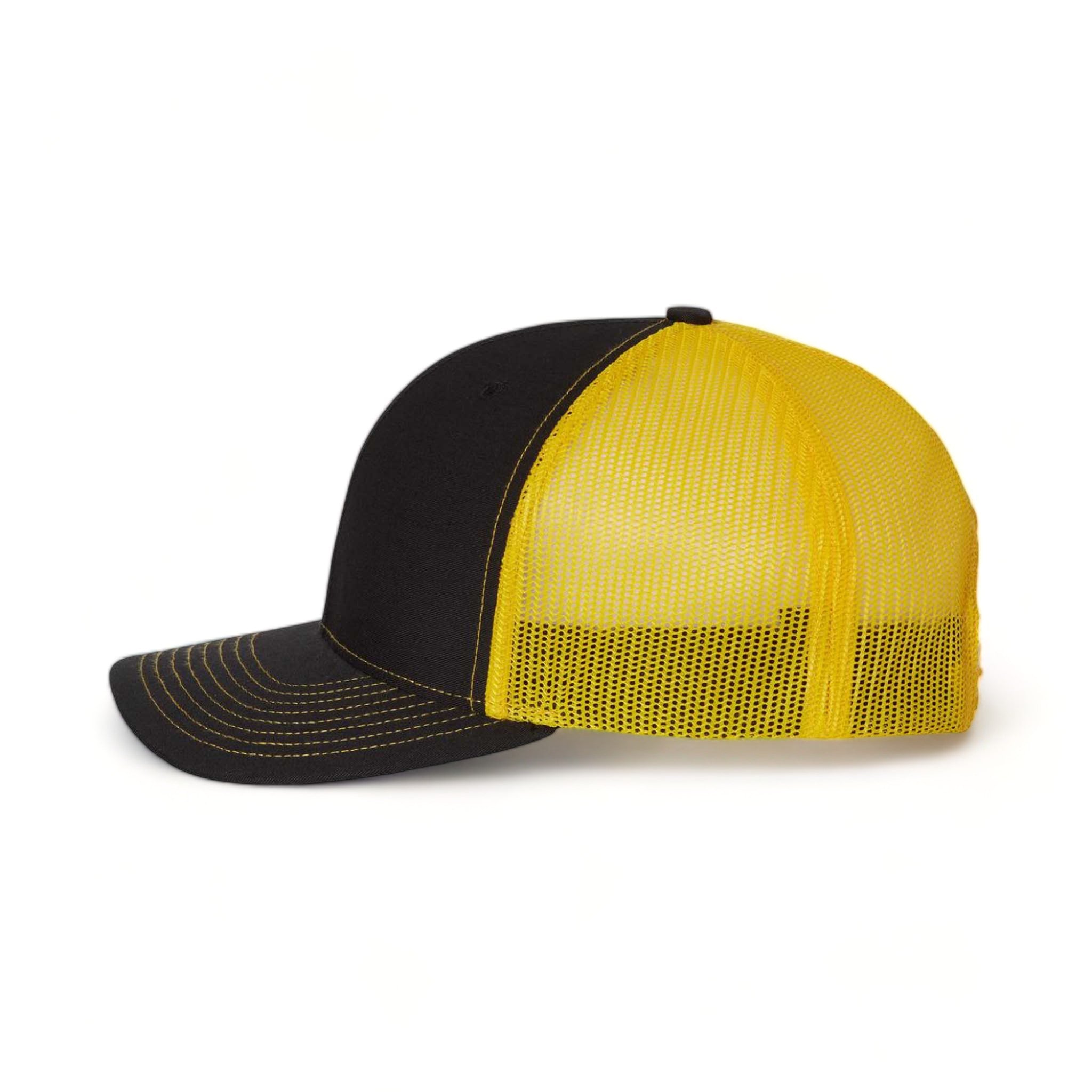 Side view of Richardson 112 custom hat in black and yellow