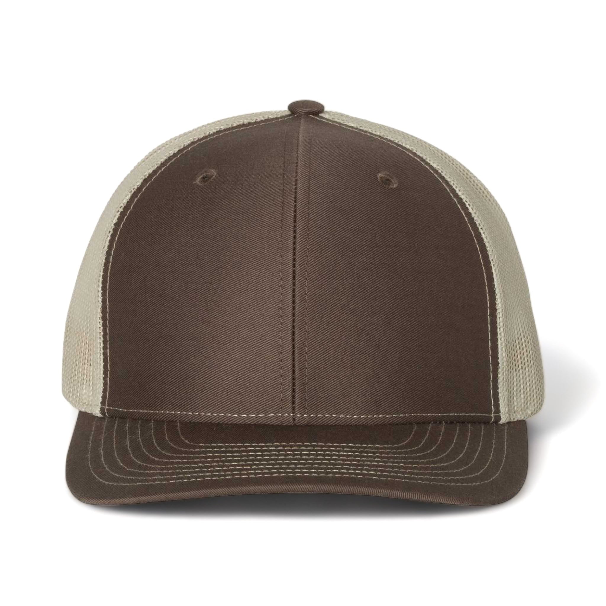Front view of Richardson 112 custom hat in brown and khaki