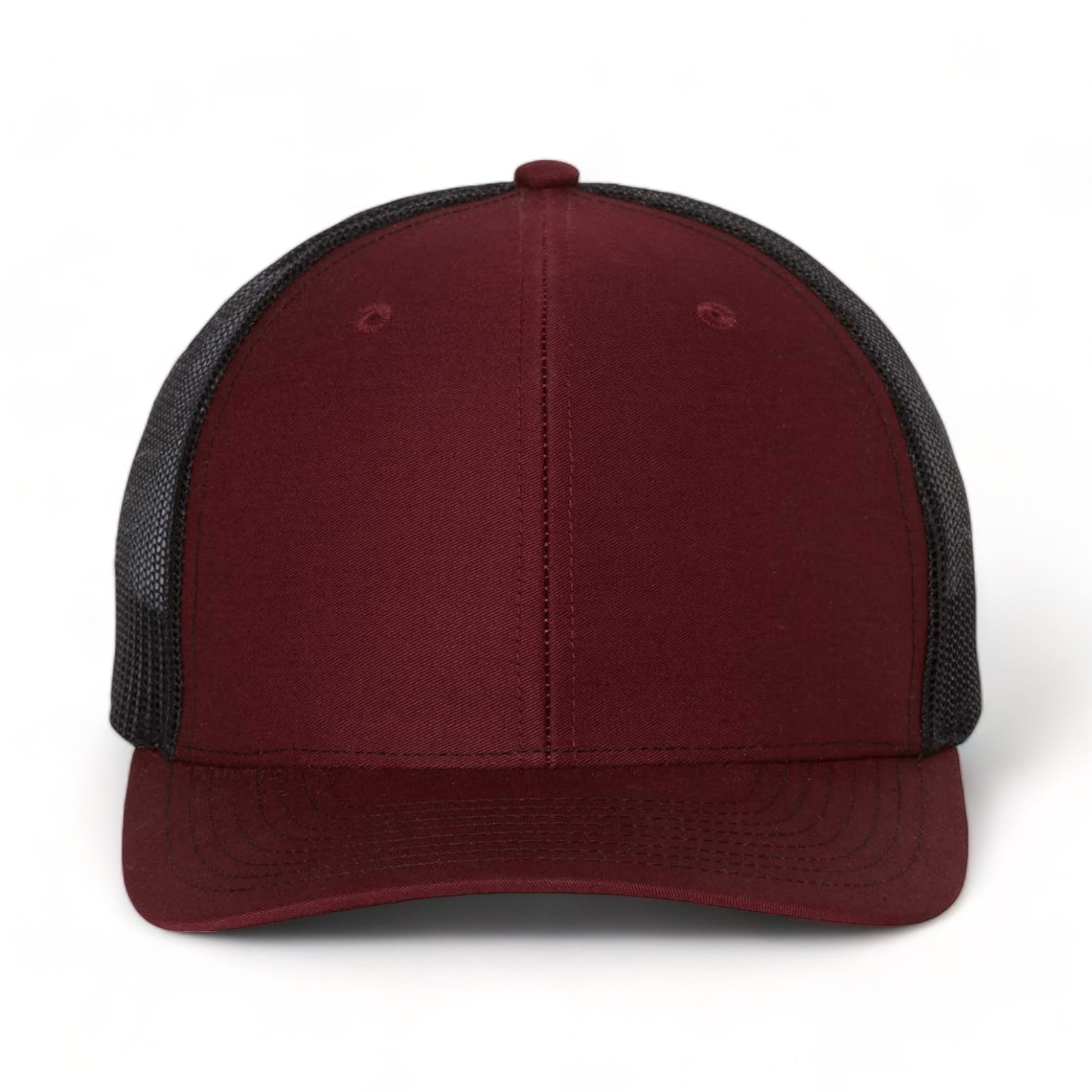 Front view of Richardson 112 custom hat in cardinal and black