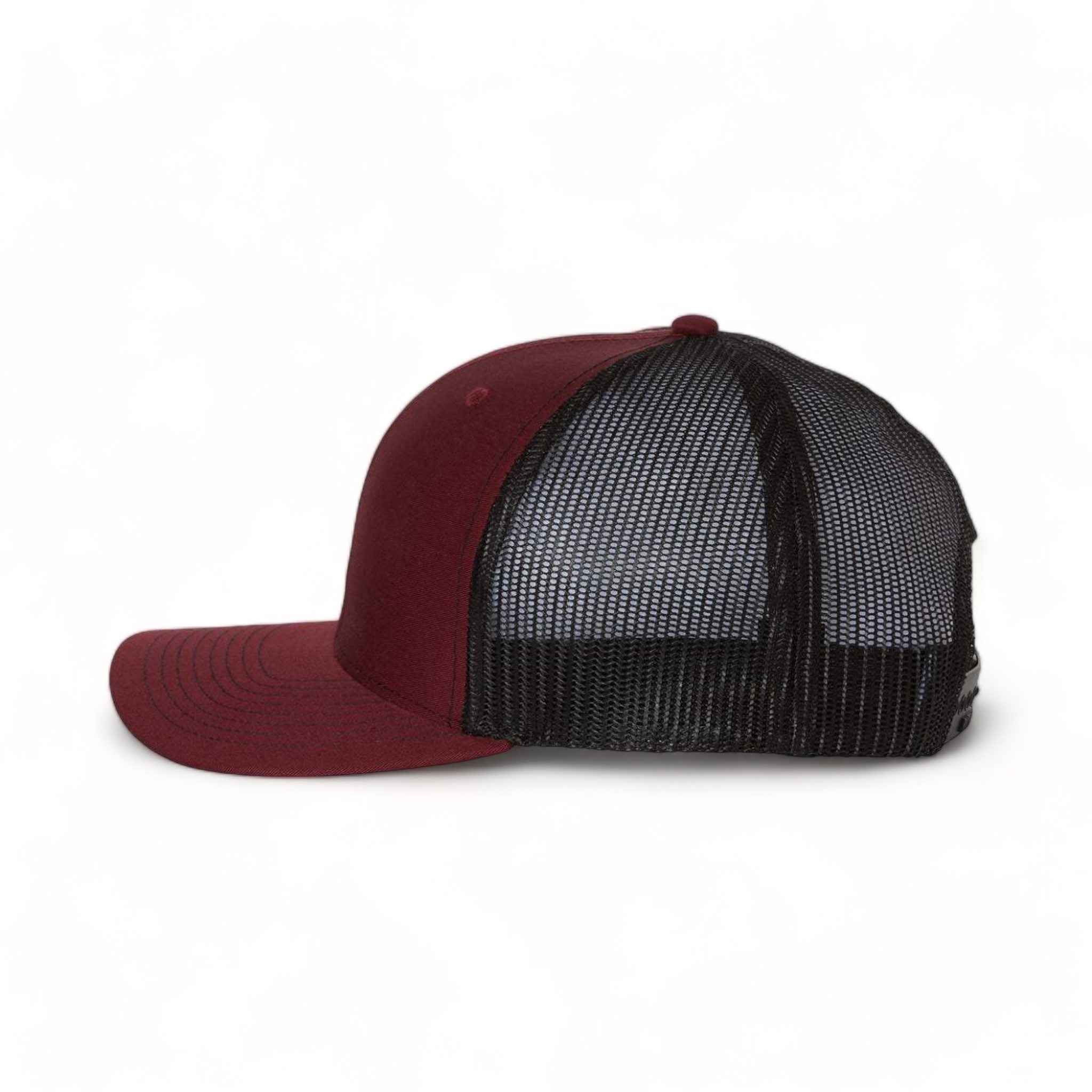 Side view of Richardson 112 custom hat in cardinal and black