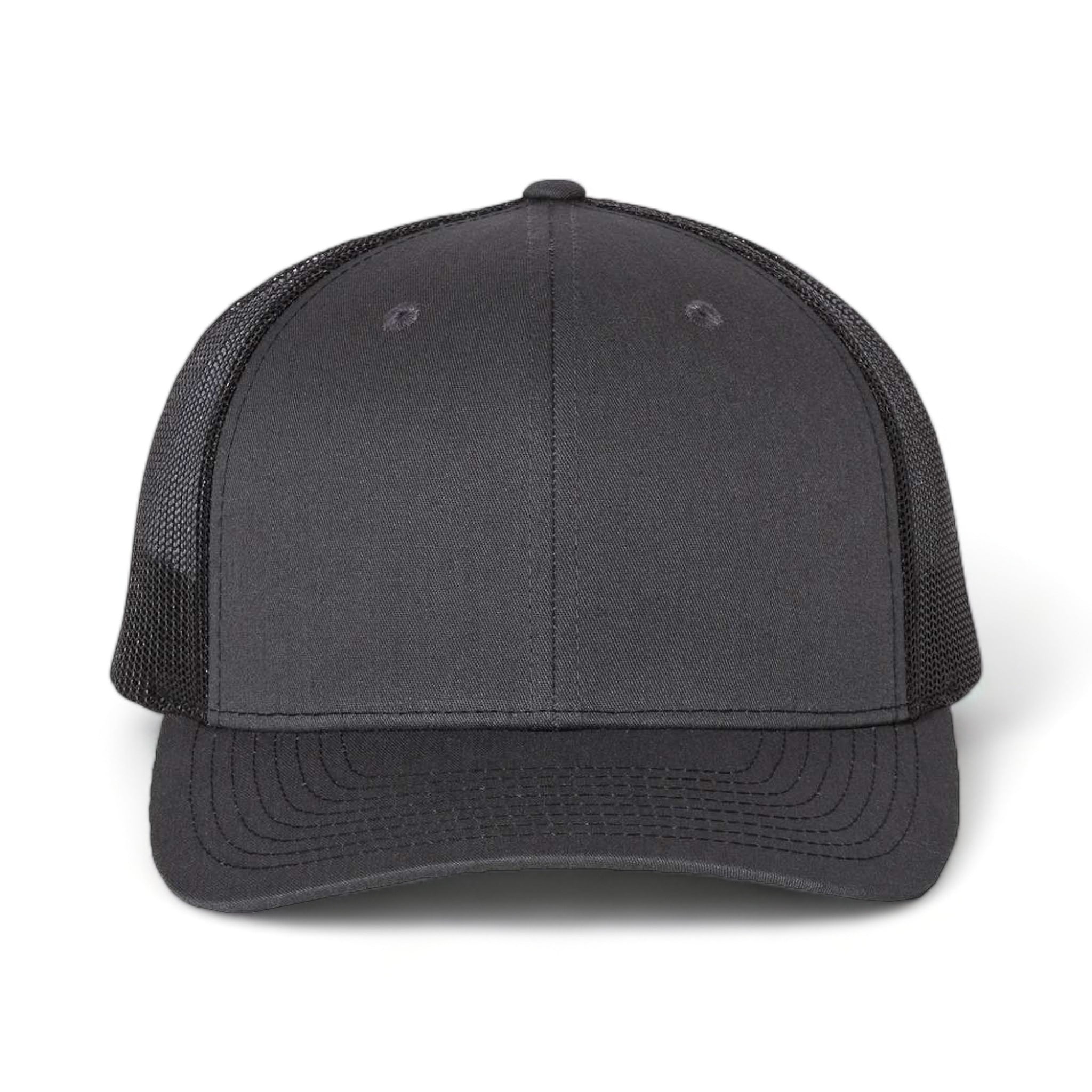 Front view of Richardson 112 custom hat in charcoal and black
