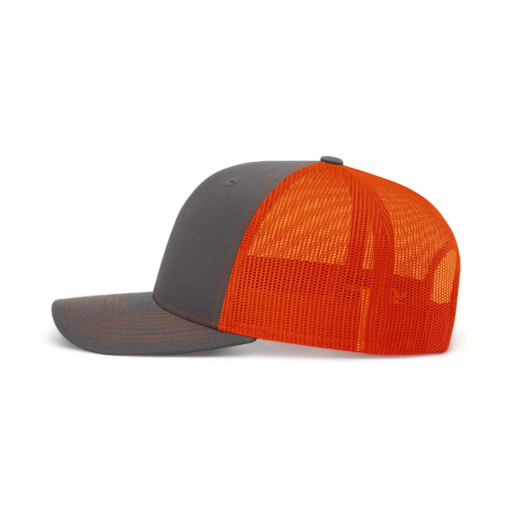 Side view of Richardson 112 custom hat in charcoal and orange
