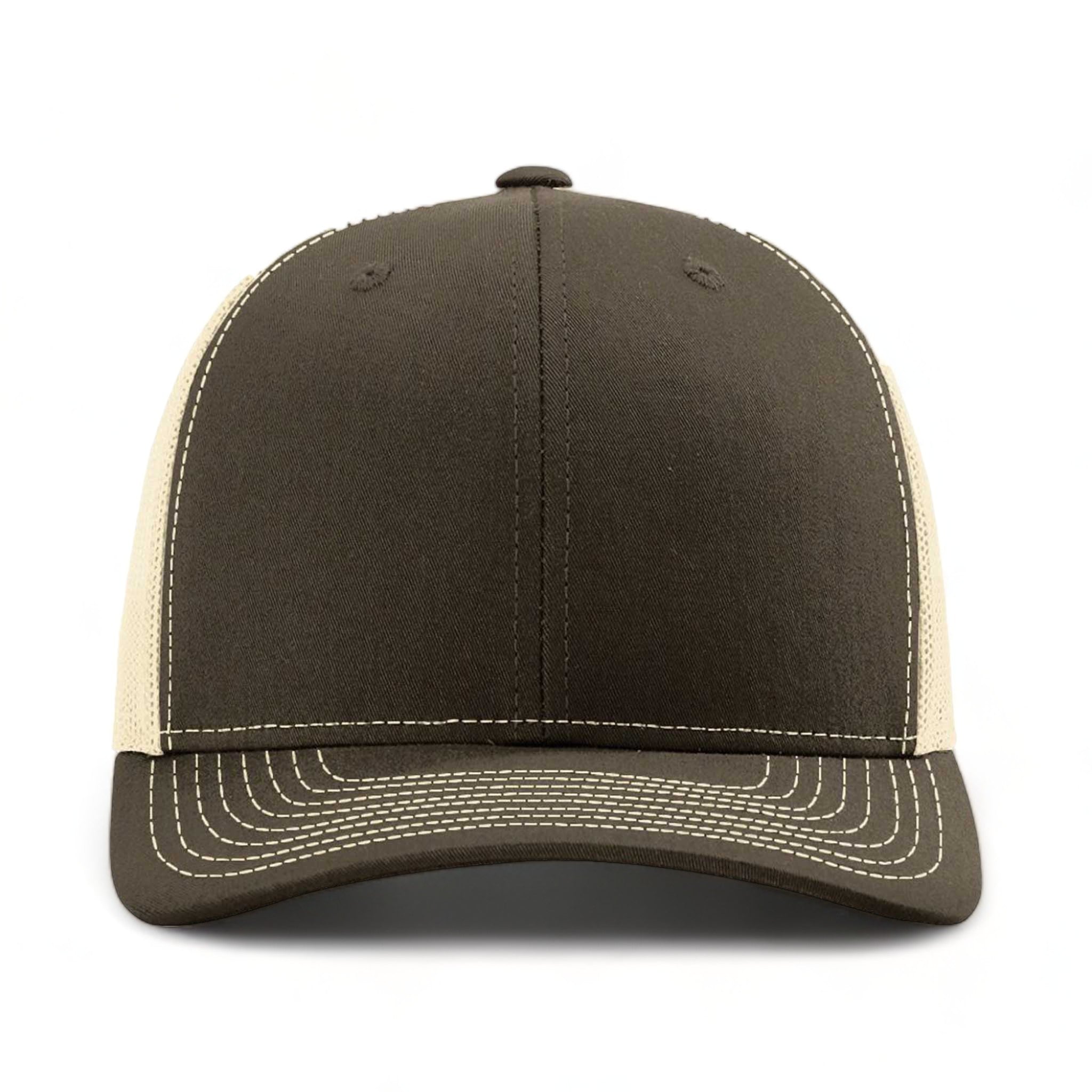 Front view of Richardson 112 custom hat in chocolate chip and birch