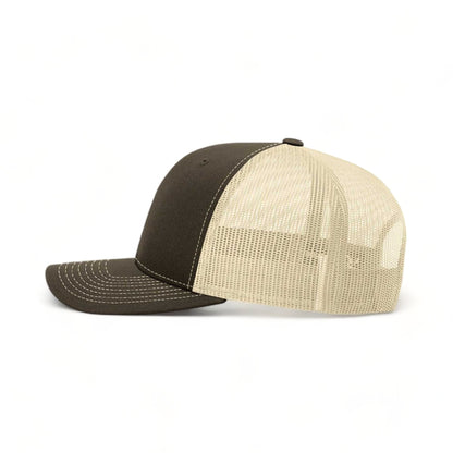 Side view of Richardson 112 custom hat in chocolate chip and birch