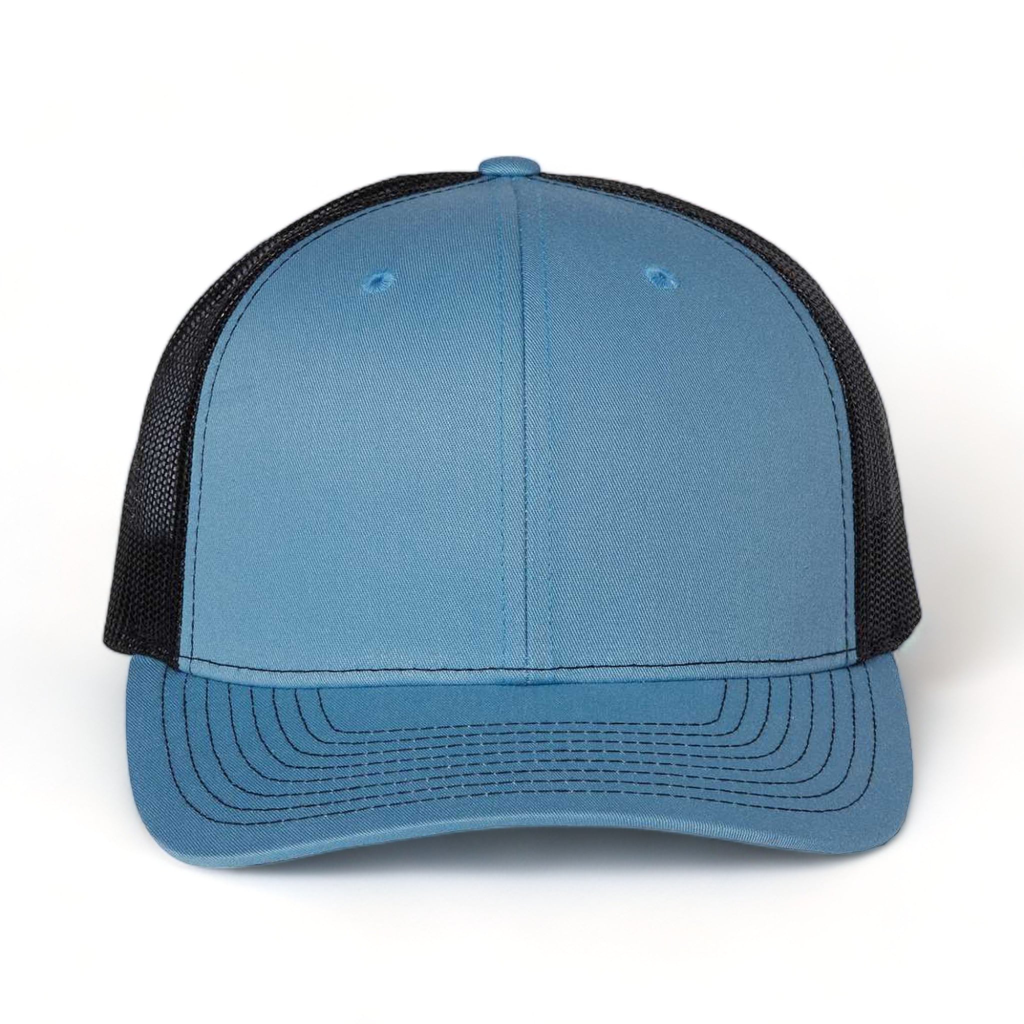 Front view of Richardson 112 custom hat in columbia blue and black