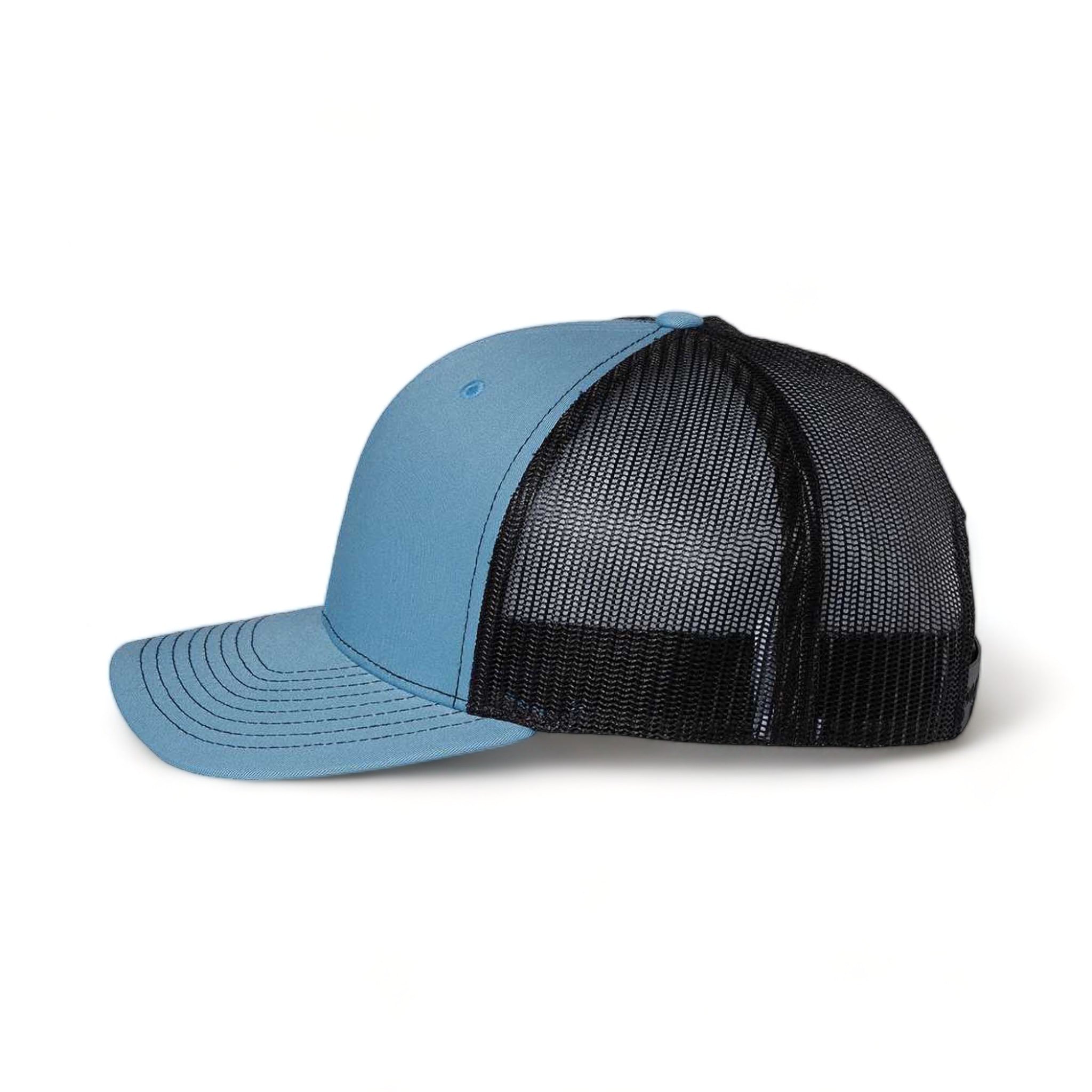 Side view of Richardson 112 custom hat in columbia blue and black