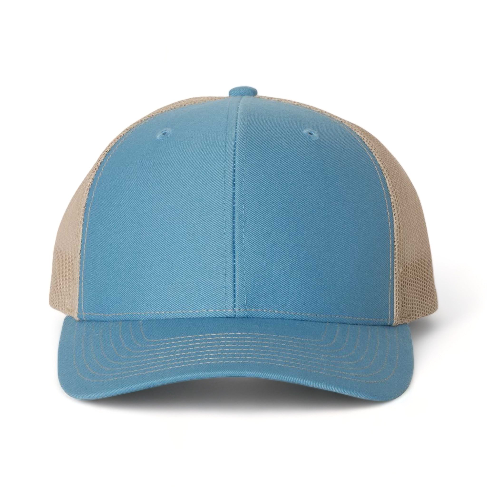 Front view of Richardson 112 custom hat in columbia blue and khaki