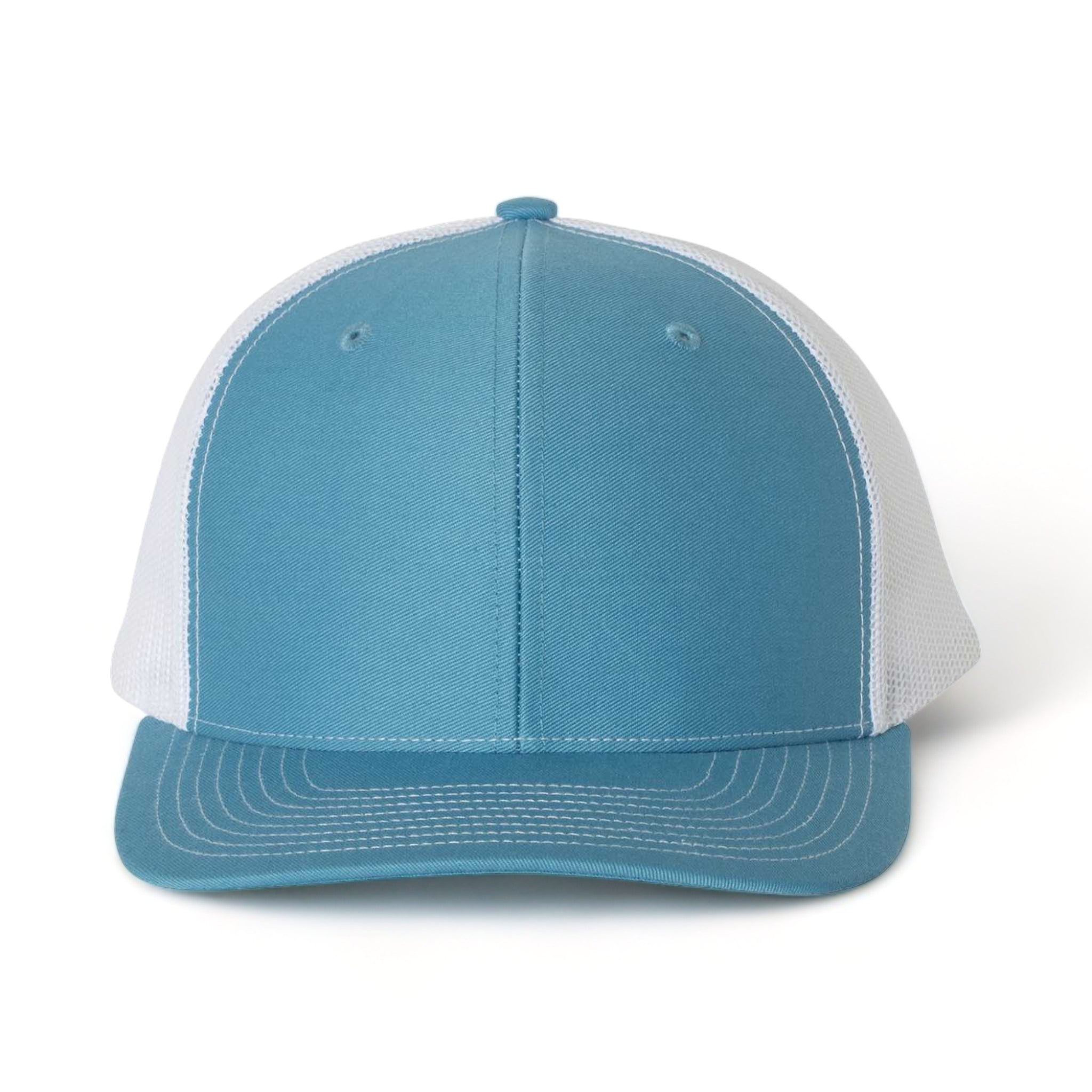 Front view of Richardson 112 custom hat in columbia blue and white