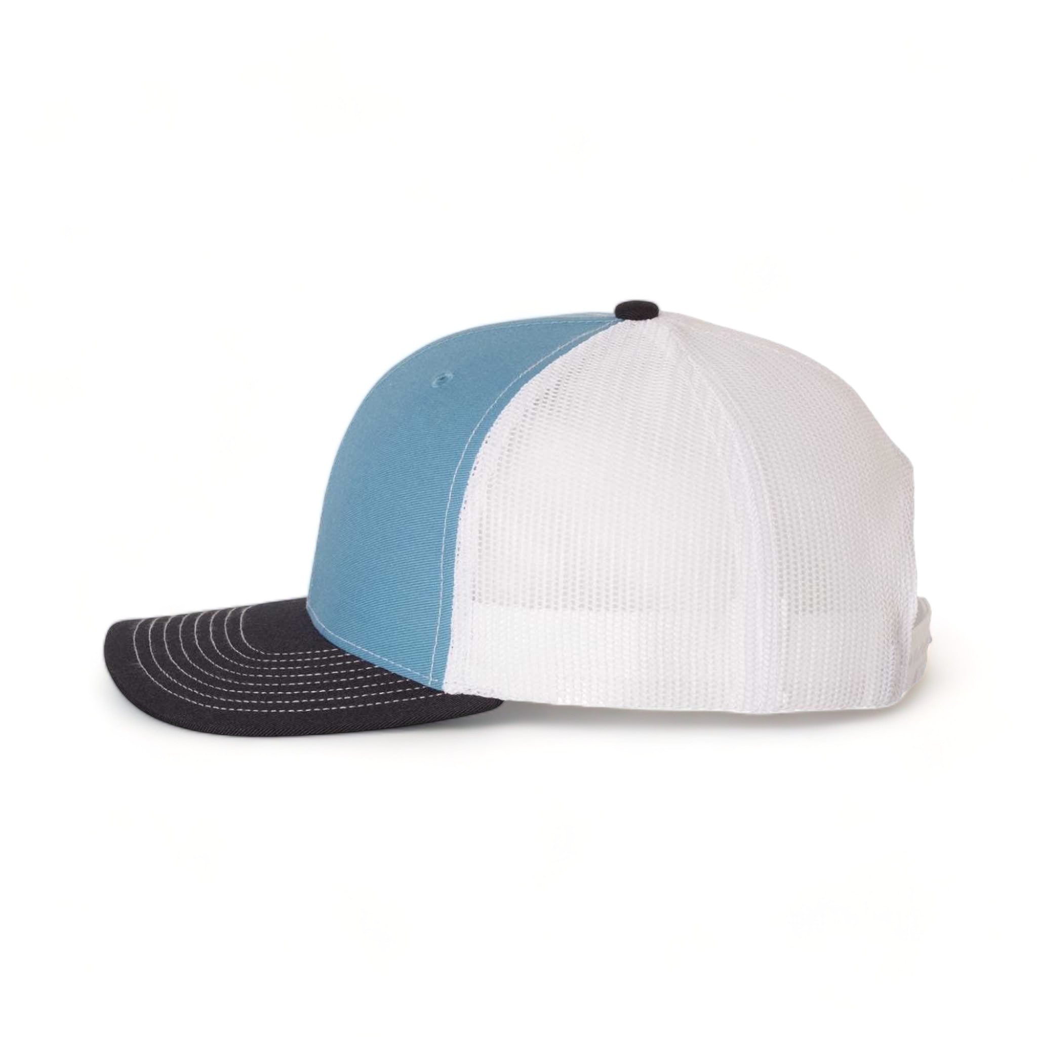 Side view of Richardson 112 custom hat in columbia blue, white and navy
