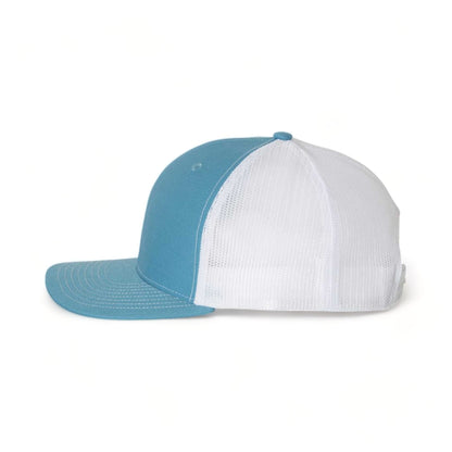 Side view of Richardson 112 custom hat in columbia blue and white