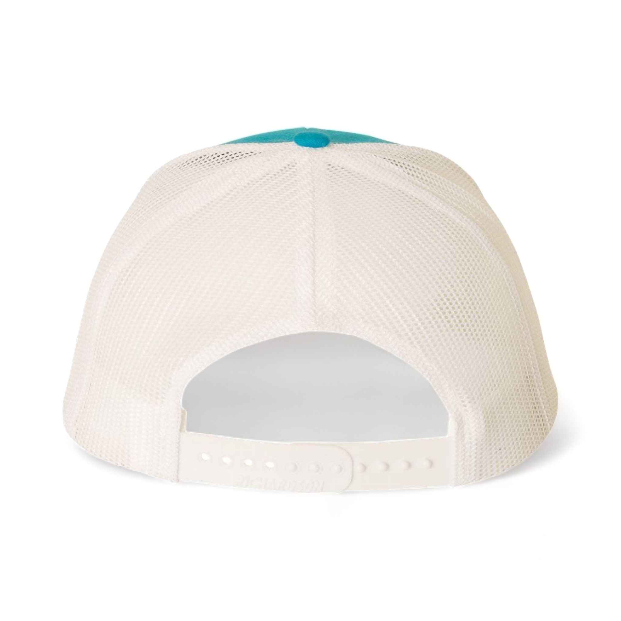 Back view of Richardson 112 custom hat in cyan and white