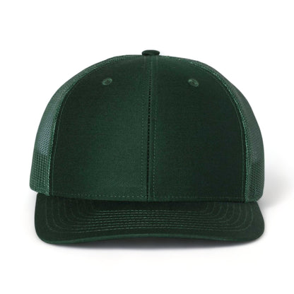 Front view of Richardson 112 custom hat in dark green