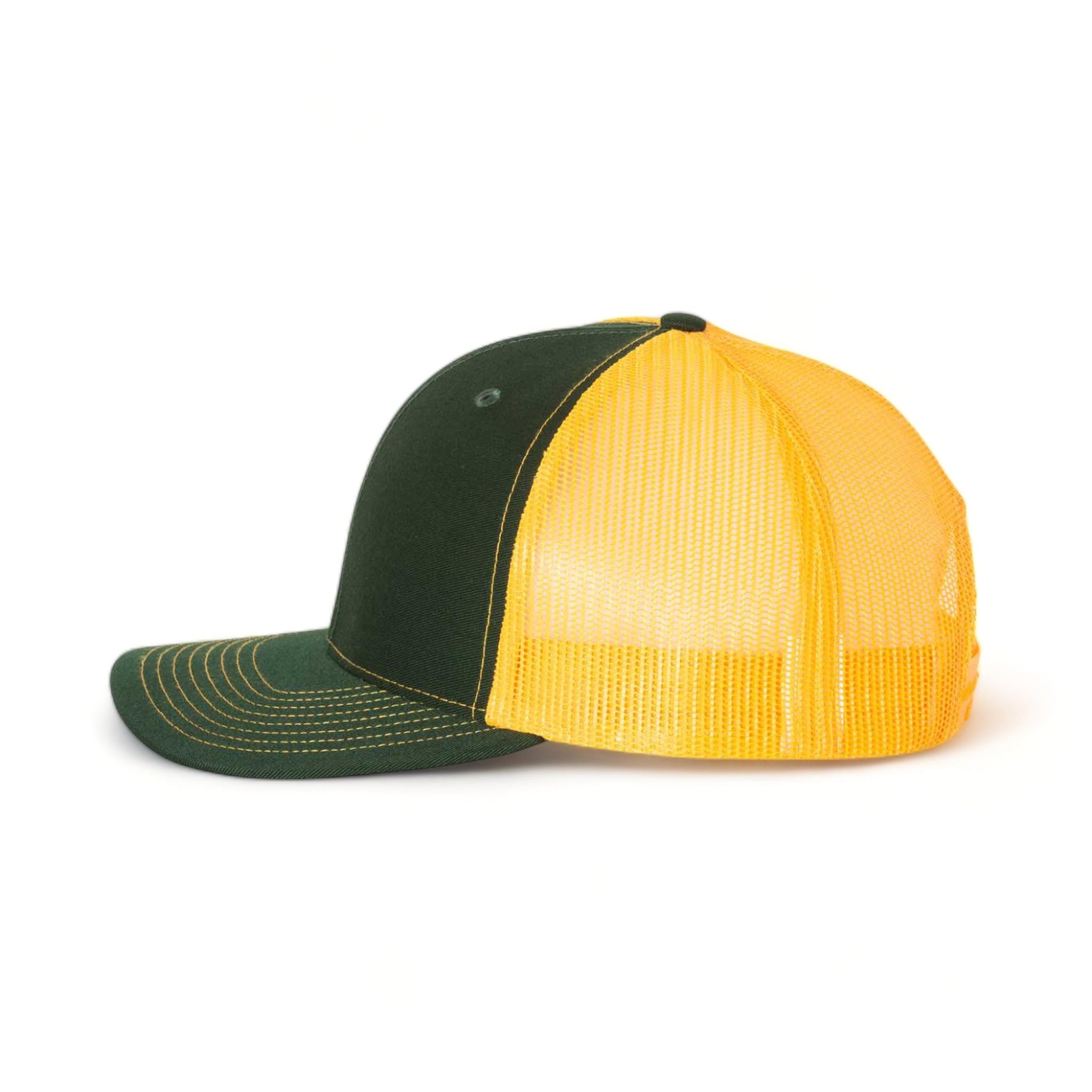 Side view of Richardson 112 custom hat in dark green and gold
