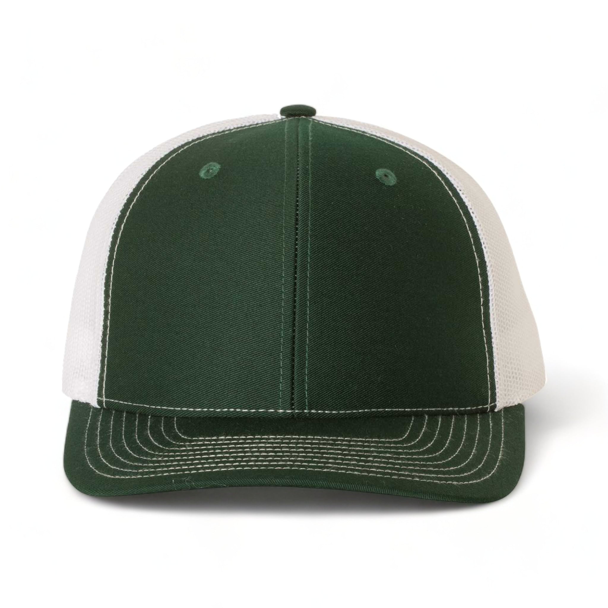 Front view of Richardson 112 custom hat in dark green and white