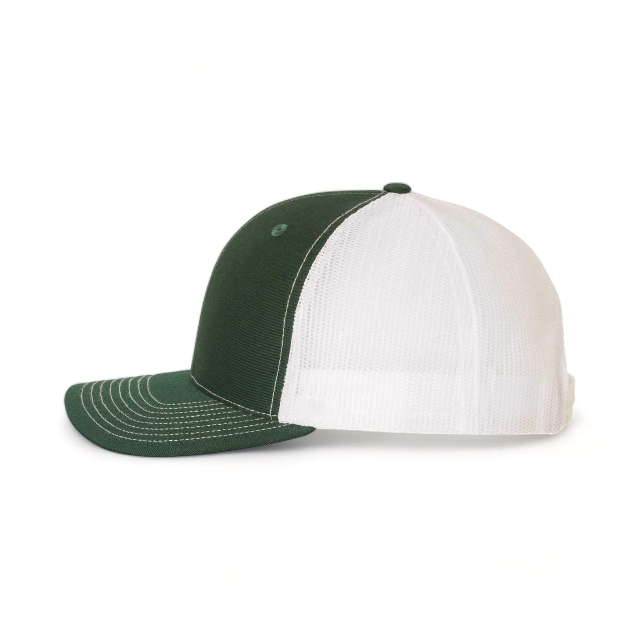 Side view of Richardson 112 custom hat in dark green and white
