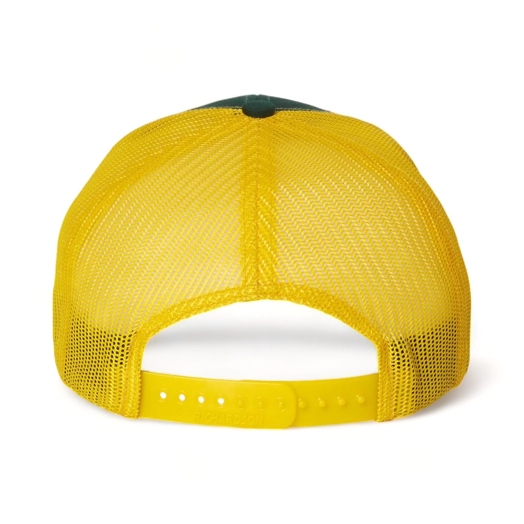 Back view of Richardson 112 custom hat in dark green and yellow