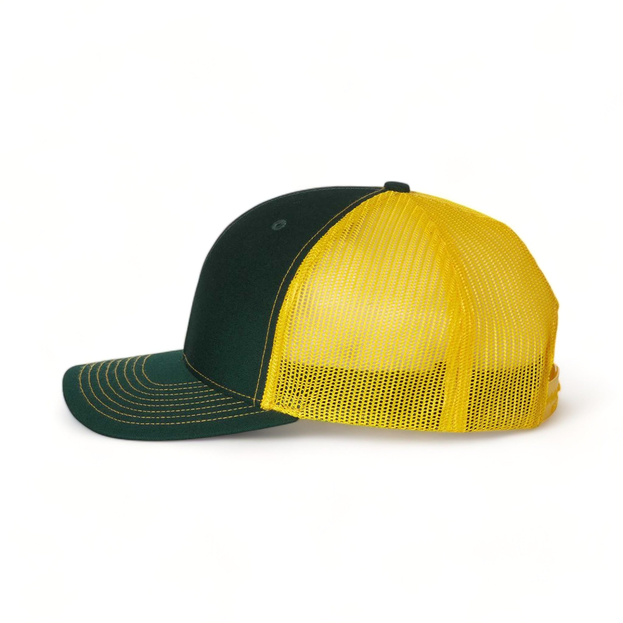Side view of Richardson 112 custom hat in dark green and yellow