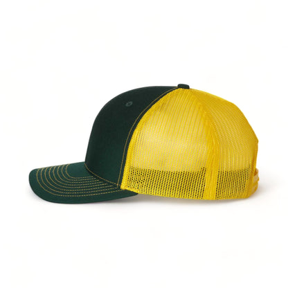 Side view of Richardson 112 custom hat in dark green and yellow