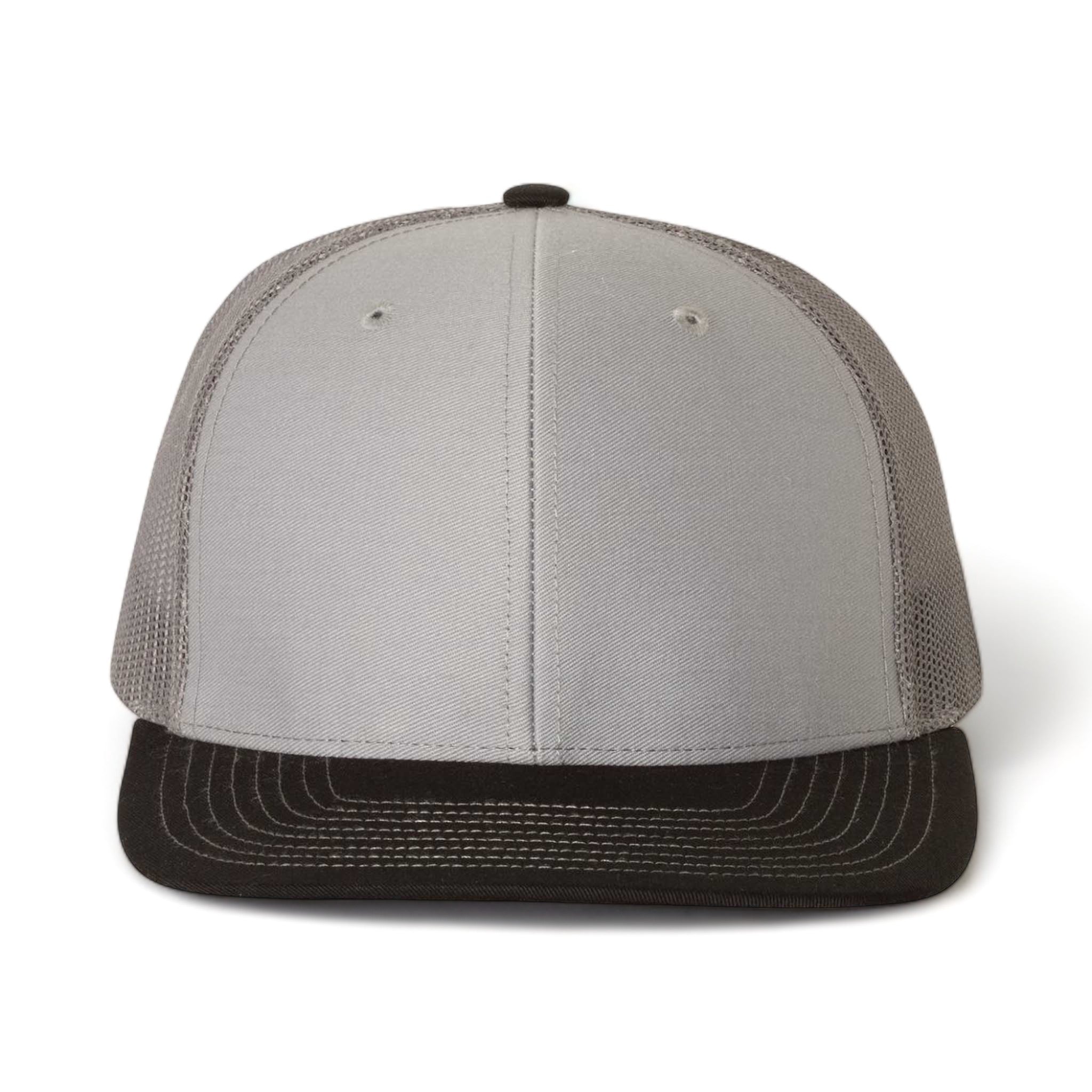 Front view of Richardson 112 custom hat in grey, charcoal and black