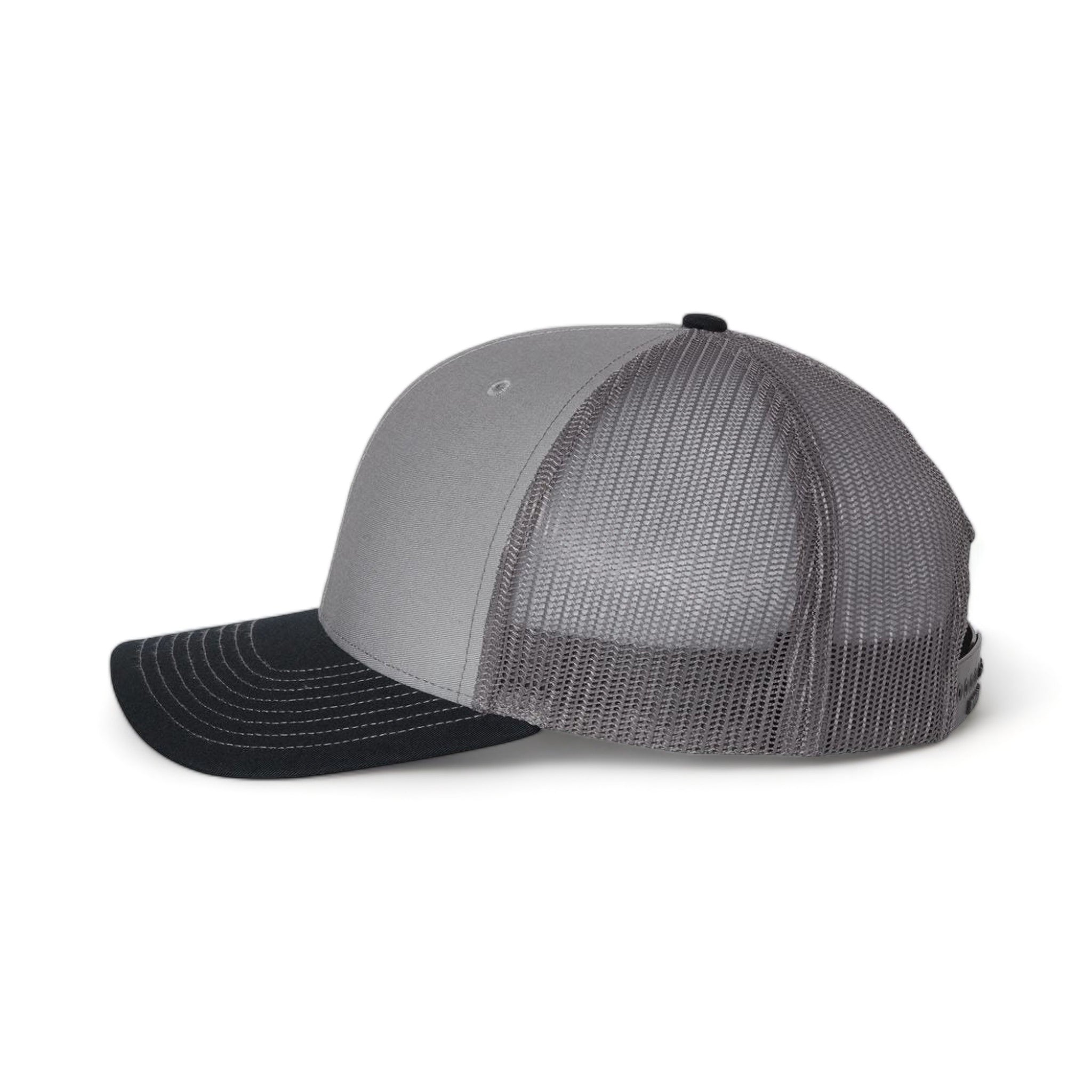 Side view of Richardson 112 custom hat in grey, charcoal and navy