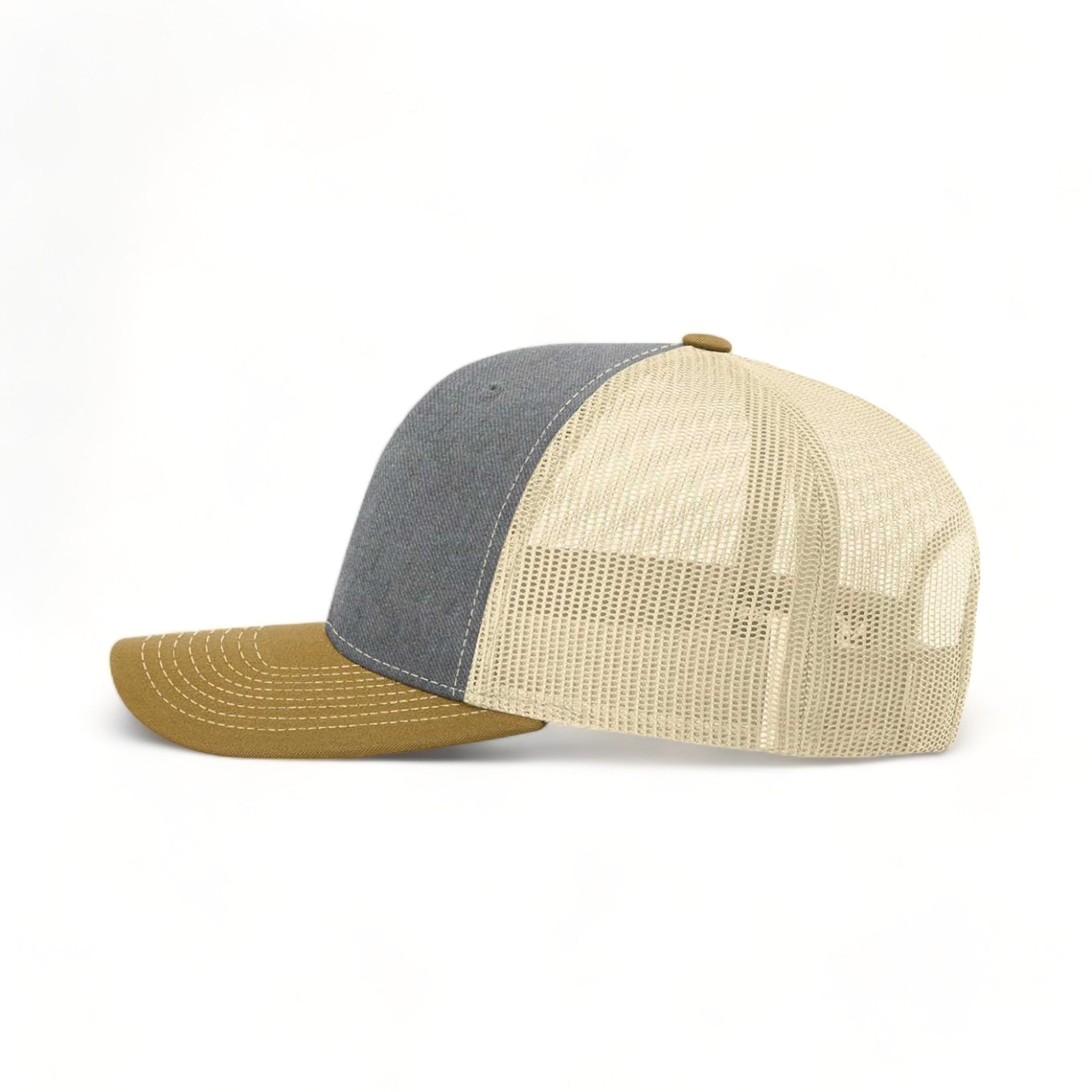 Side view of Richardson 112 custom hat in heather grey, birch and amber gold