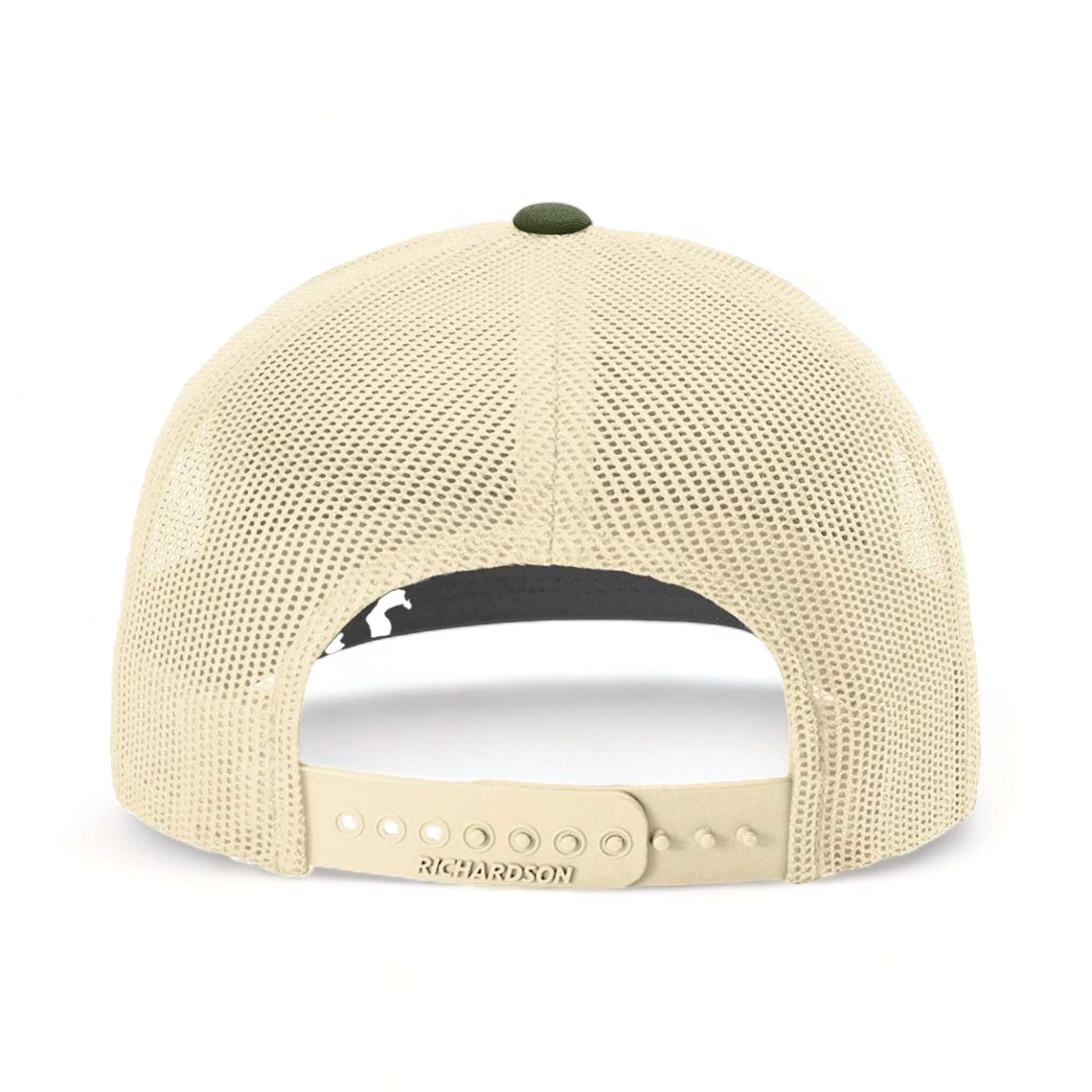 Back view of Richardson 112 custom hat in heather grey, birch and army olive