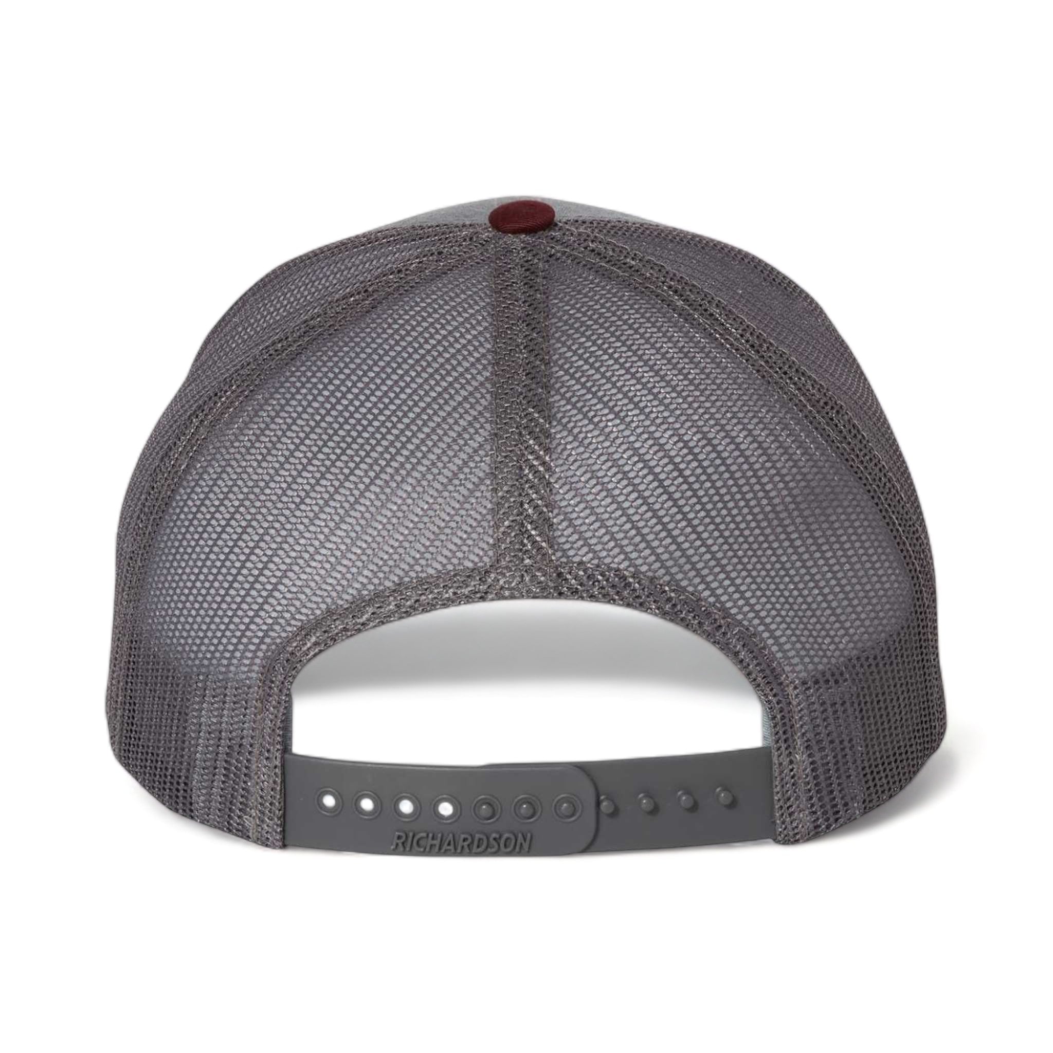 Back view of Richardson 112 custom hat in heather grey, charcoal and maroon