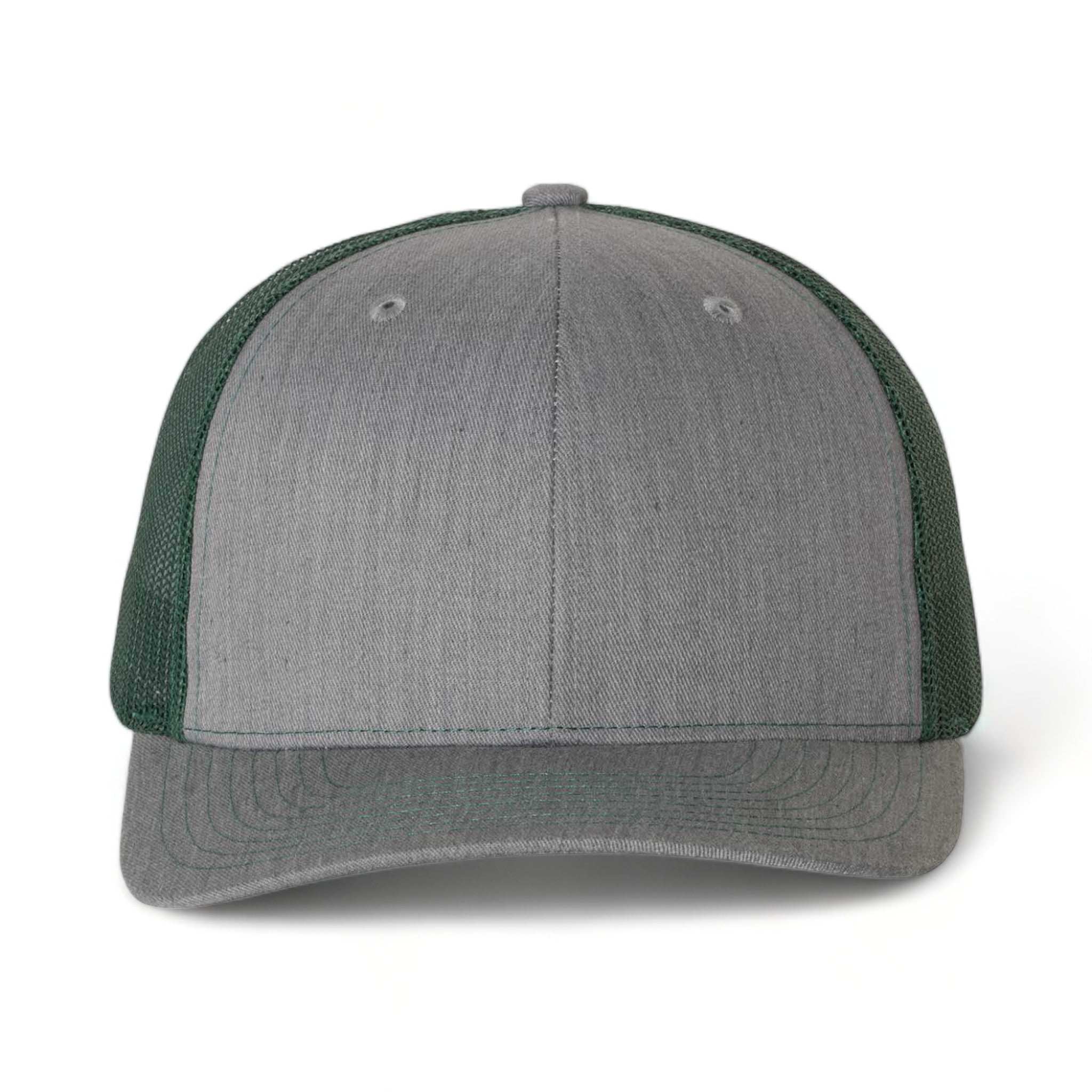 Front view of Richardson 112 custom hat in heather grey and dark green