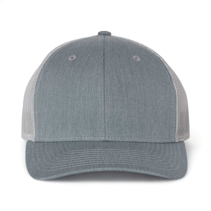 Front view of Richardson 112 custom hat in heather grey and light grey