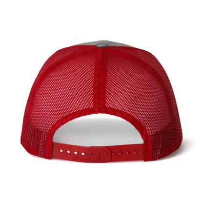 Back view of Richardson 112 custom hat in heather grey and red