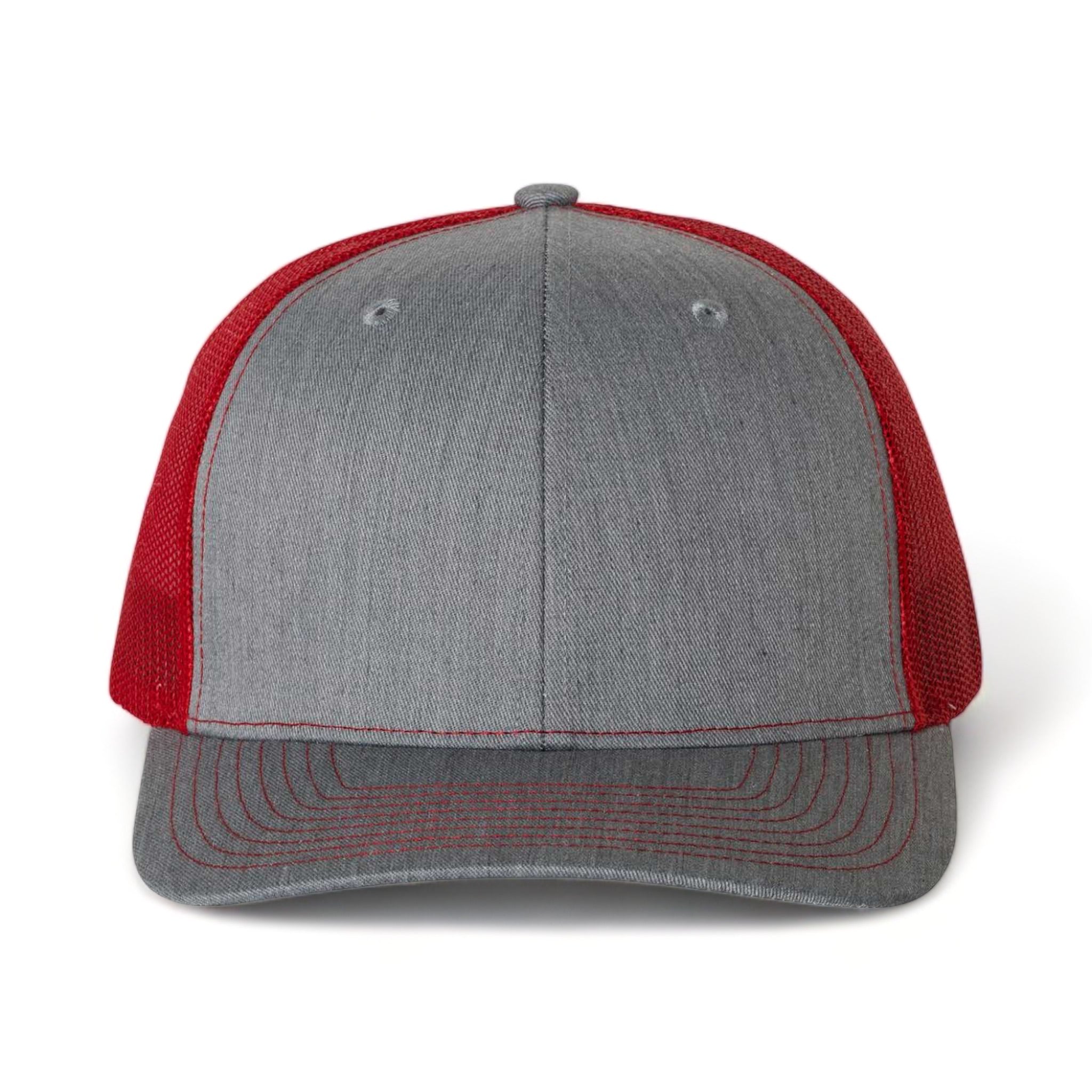Front view of Richardson 112 custom hat in heather grey and red