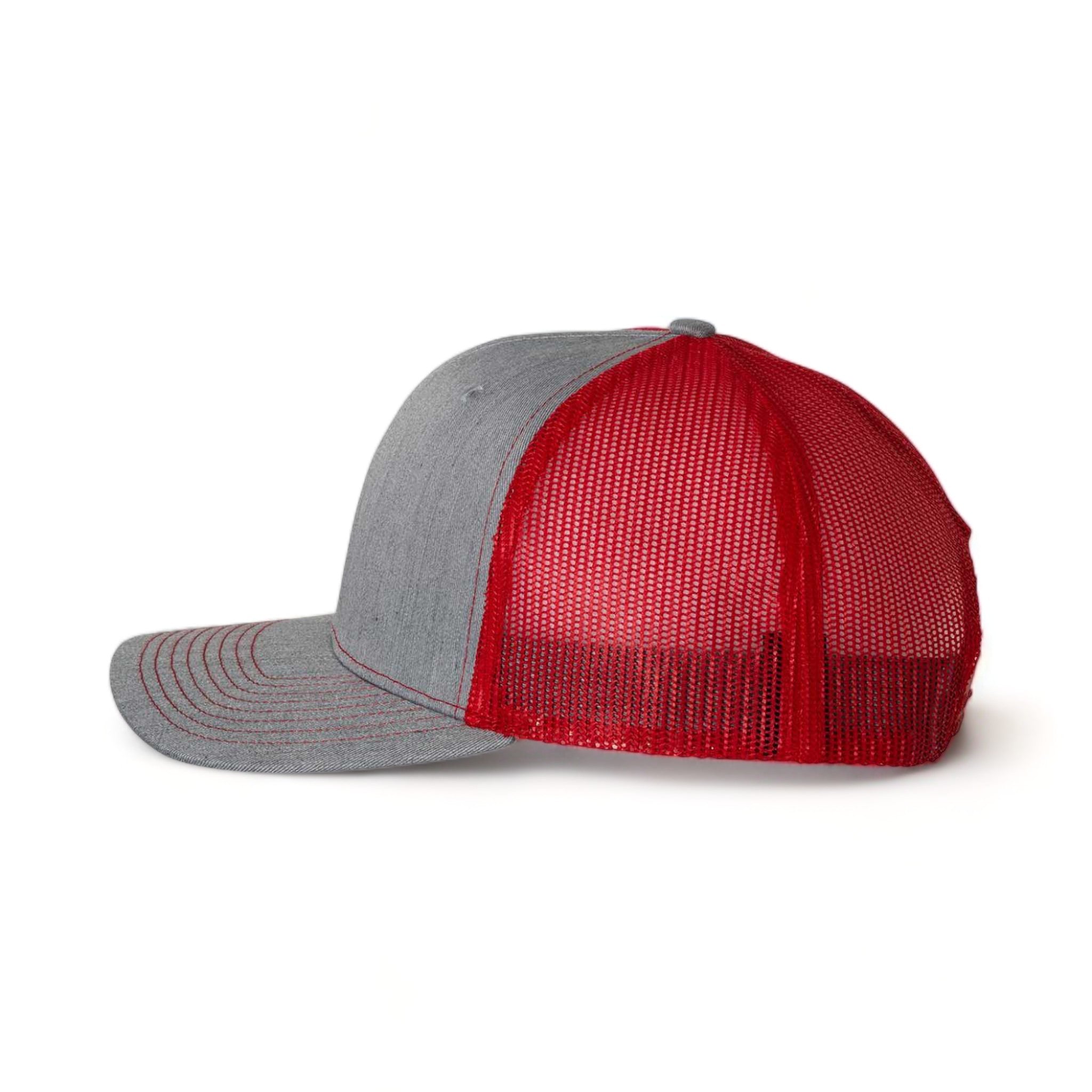 Side view of Richardson 112 custom hat in heather grey and red