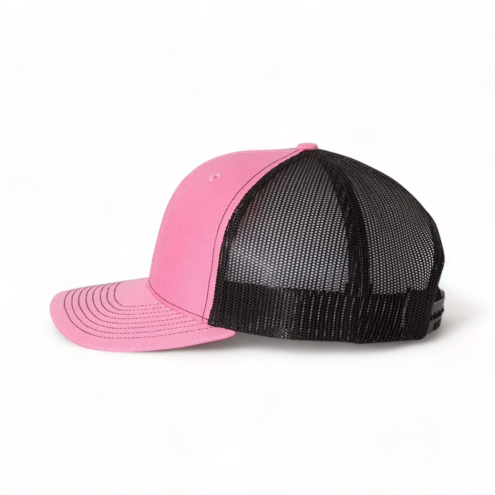 Side view of Richardson 112 custom hat in hot pink and black