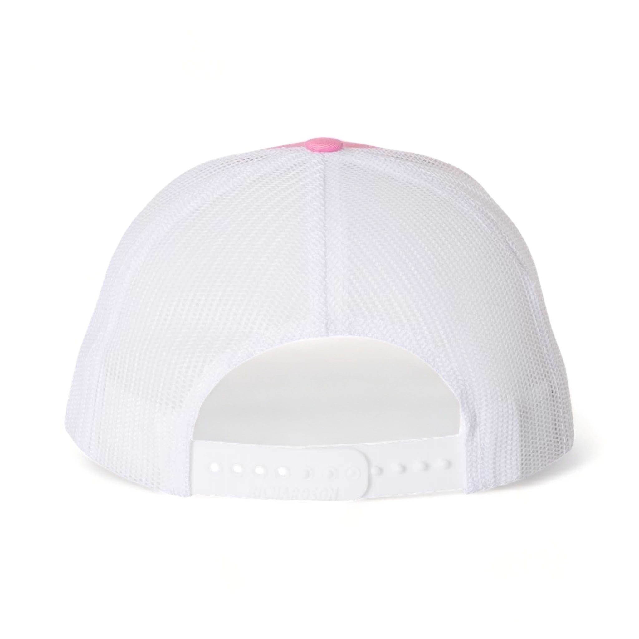Back view of Richardson 112 custom hat in hot pink and white