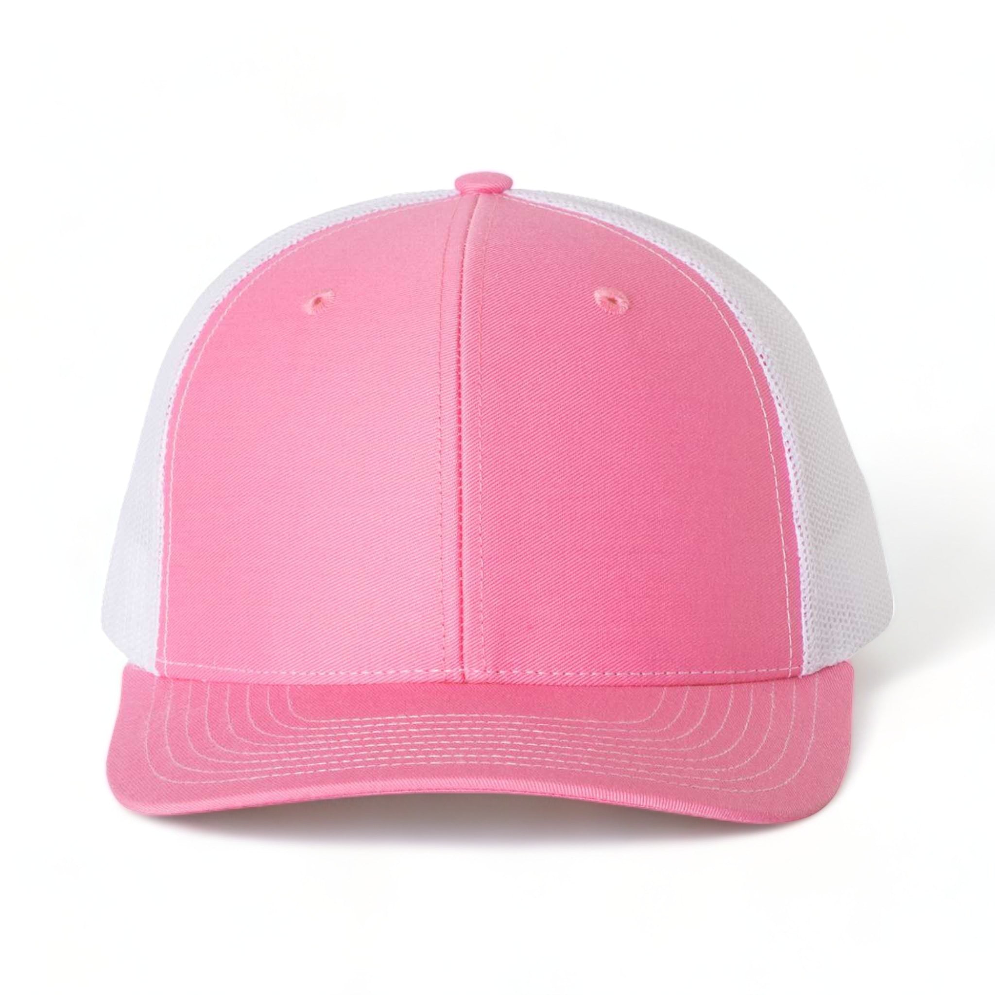 Front view of Richardson 112 custom hat in hot pink and white