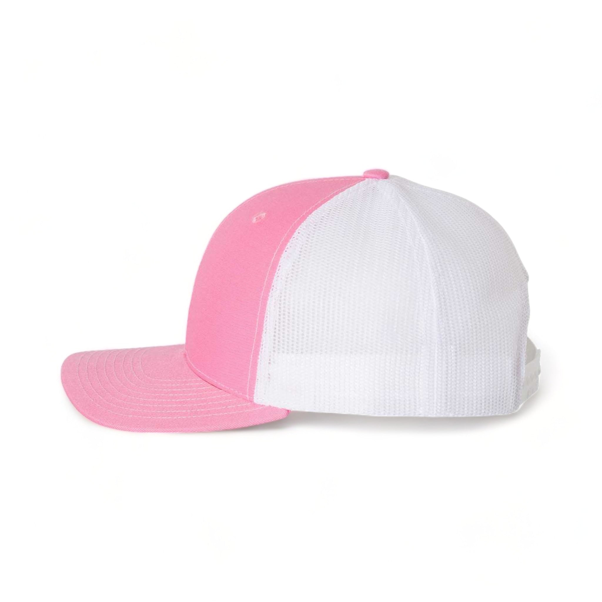 Side view of Richardson 112 custom hat in hot pink and white