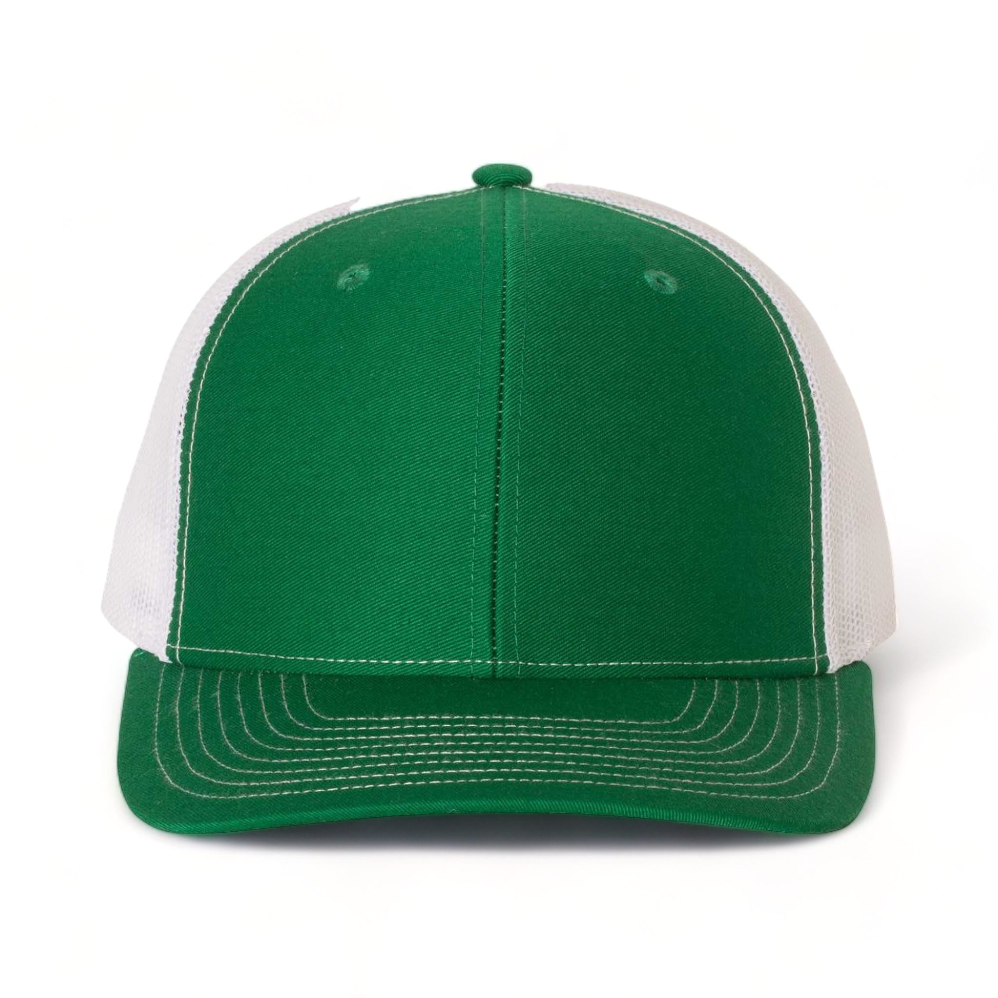 Front view of Richardson 112 custom hat in kelly and white