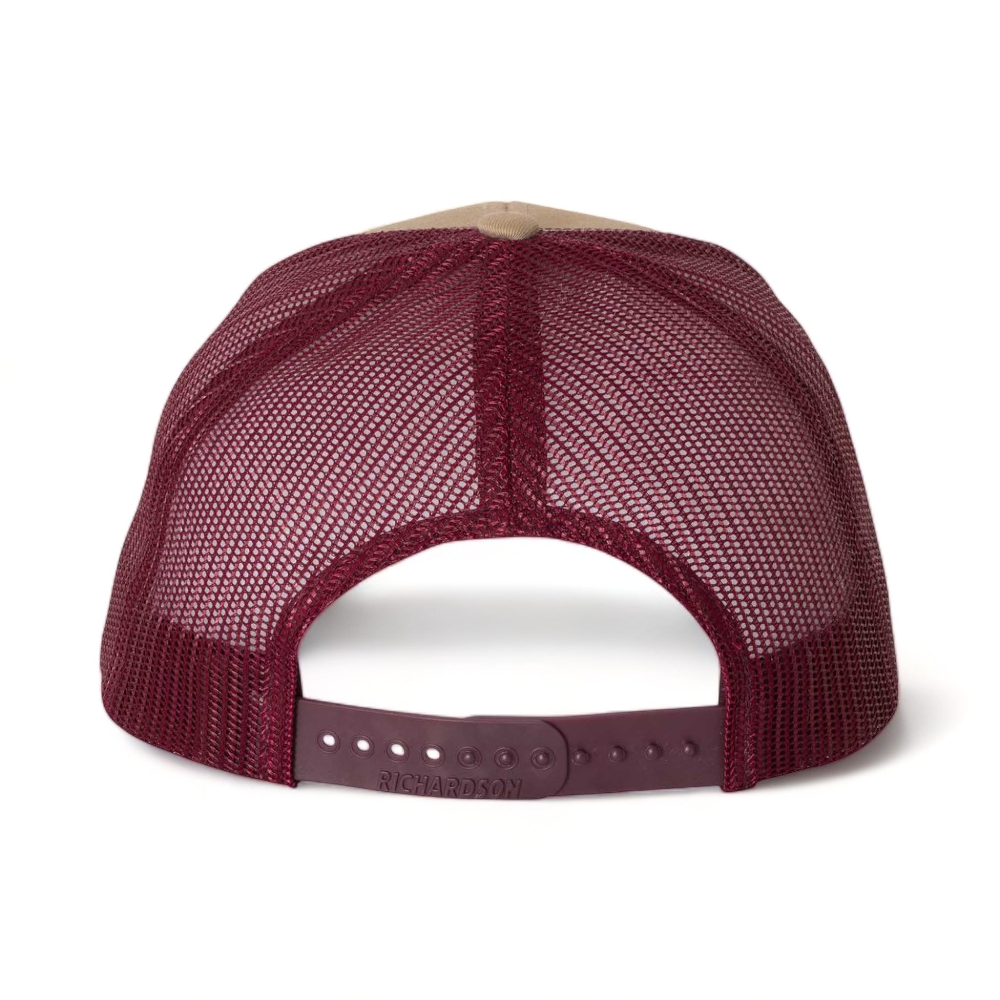 Back view of Richardson 112 custom hat in khaki and burgundy