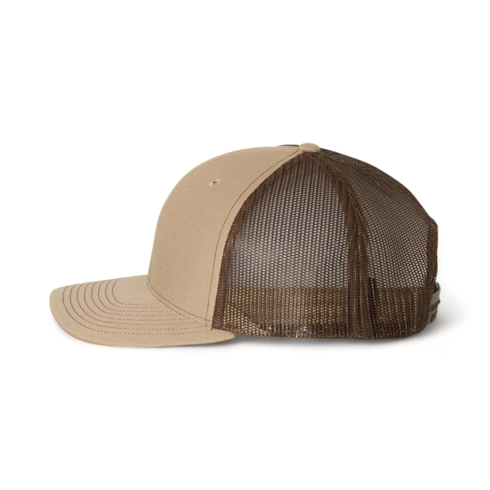 Side view of Richardson 112 custom hat in khaki and coffee