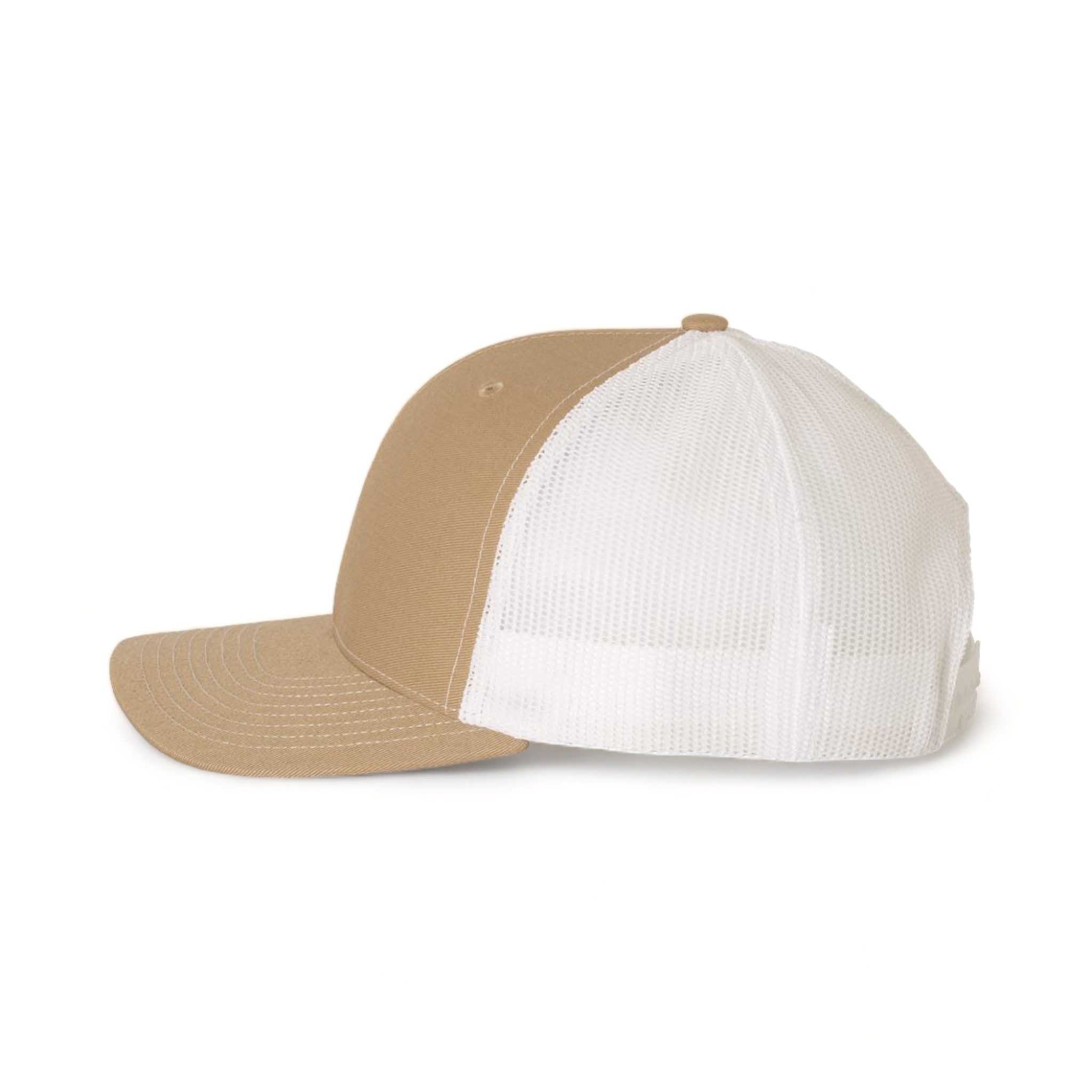 Side view of Richardson 112 custom hat in khaki and white