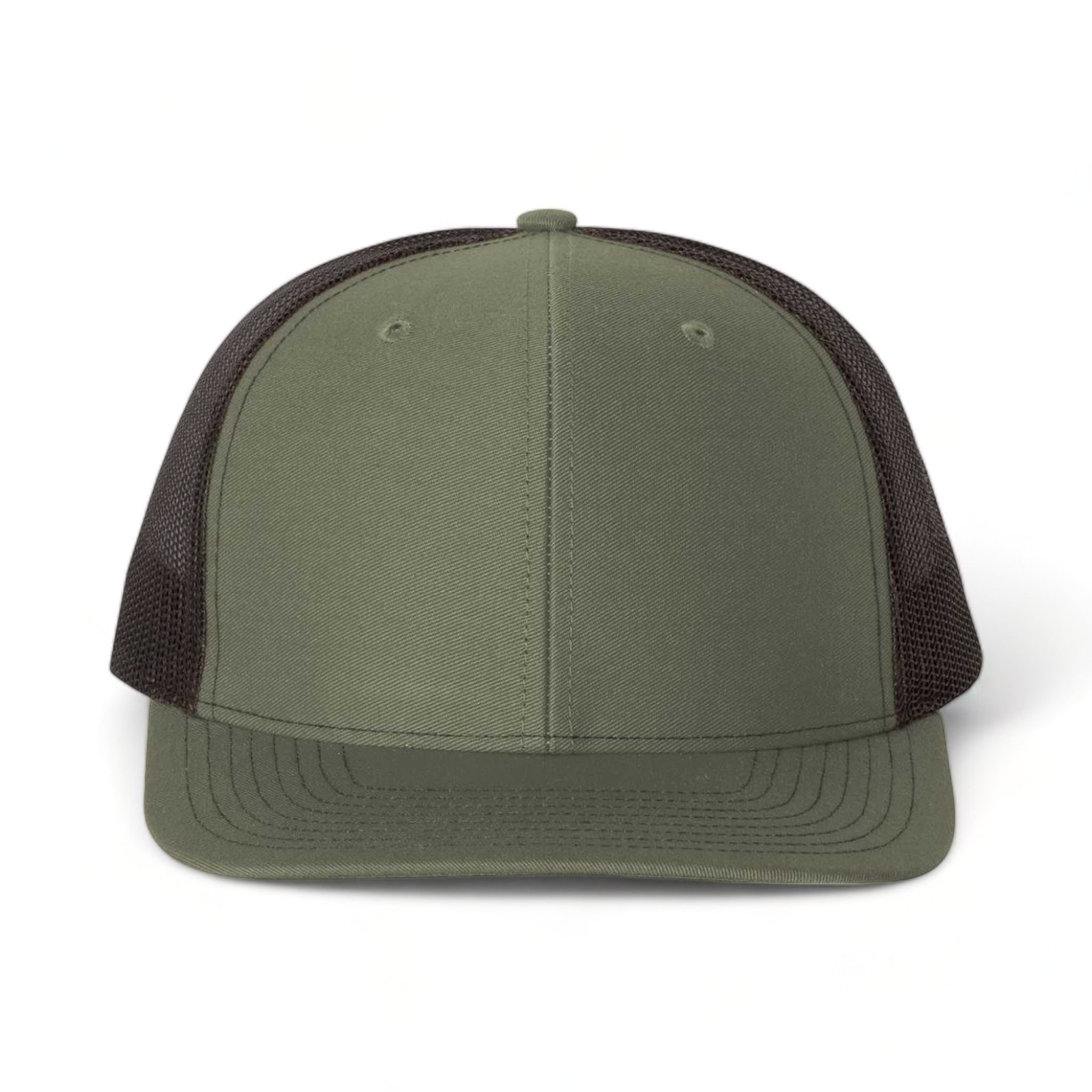 Front view of Richardson 112 custom hat in loden and black