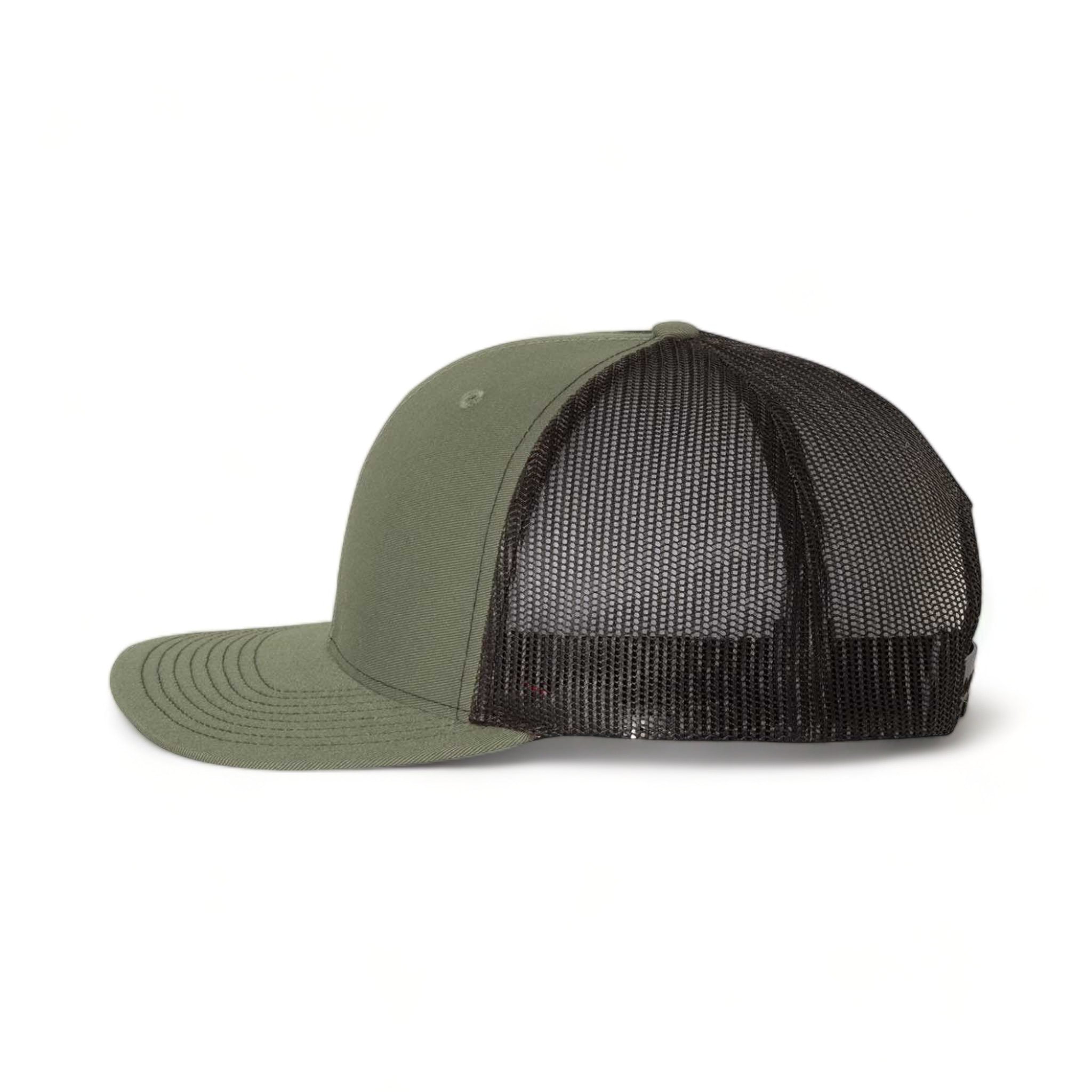 Side view of Richardson 112 custom hat in loden and black
