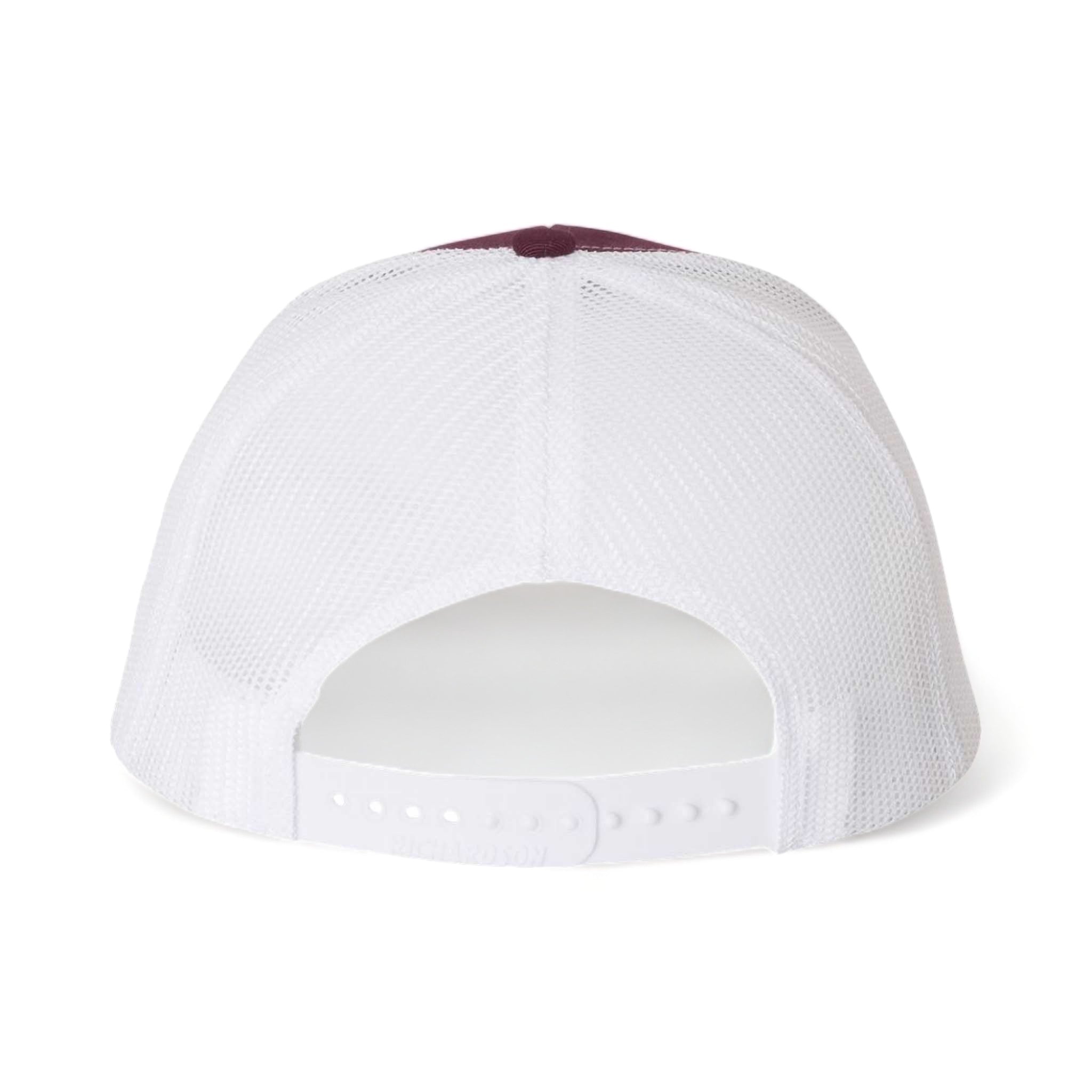 Back view of Richardson 112 custom hat in maroon and white