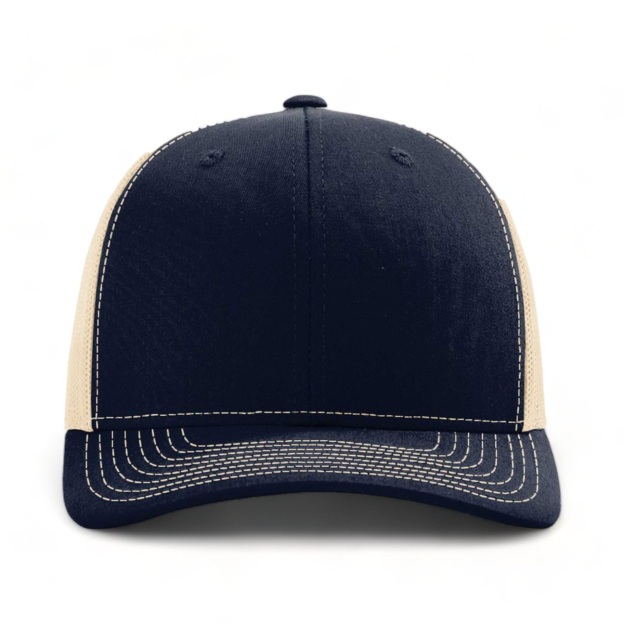 Front view of Richardson 112 custom hat in navy and khaki