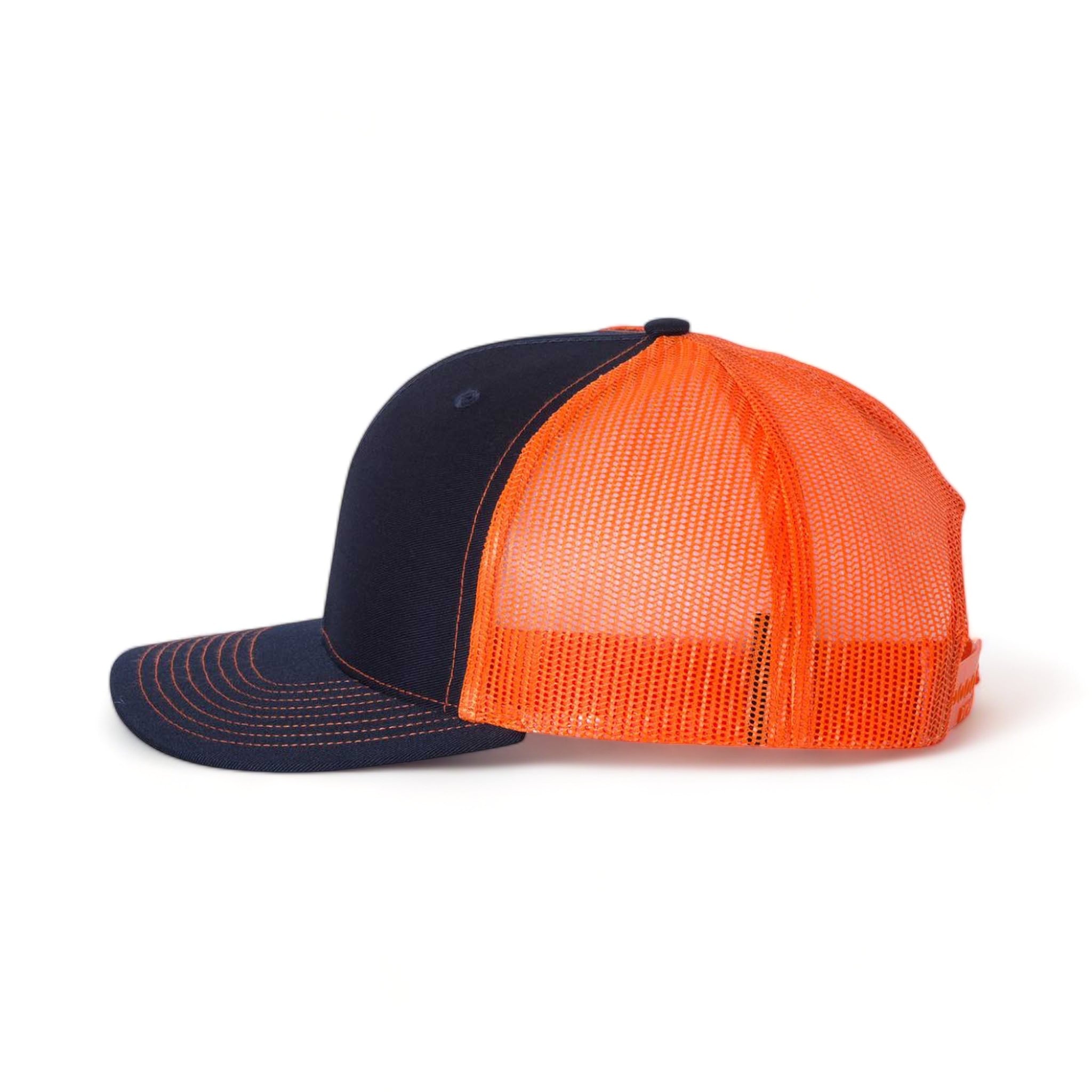 Side view of Richardson 112 custom hat in navy and orange