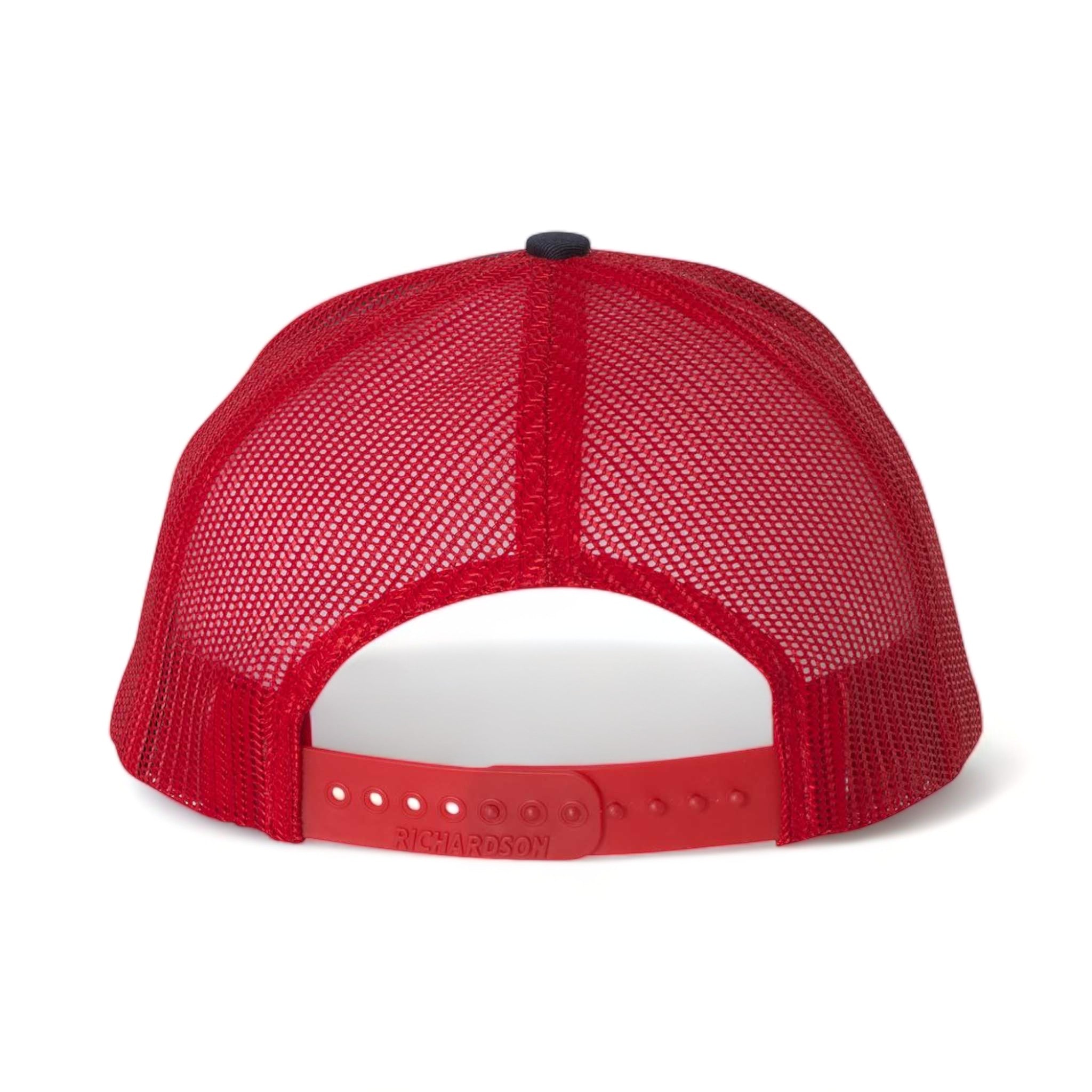 Back view of Richardson 112 custom hat in navy and red