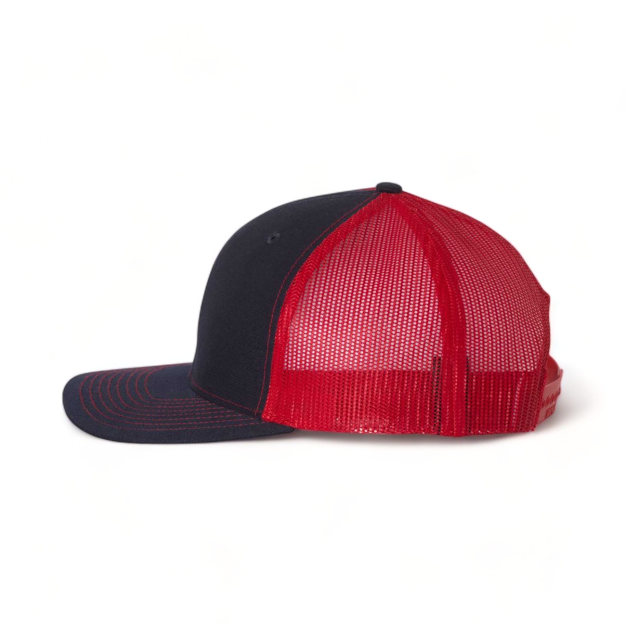 Side view of Richardson 112 custom hat in navy and red