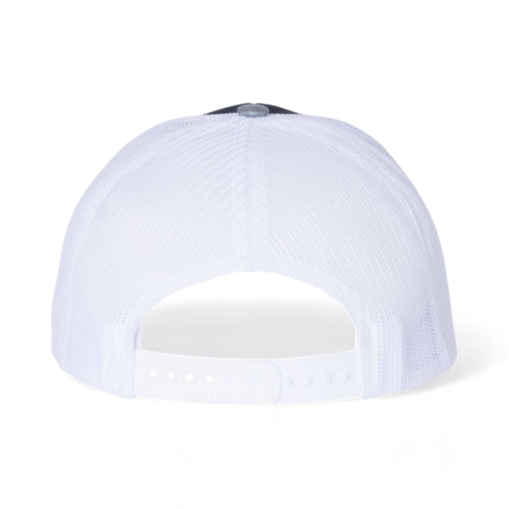 Back view of Richardson 112 custom hat in navy, white and heather grey