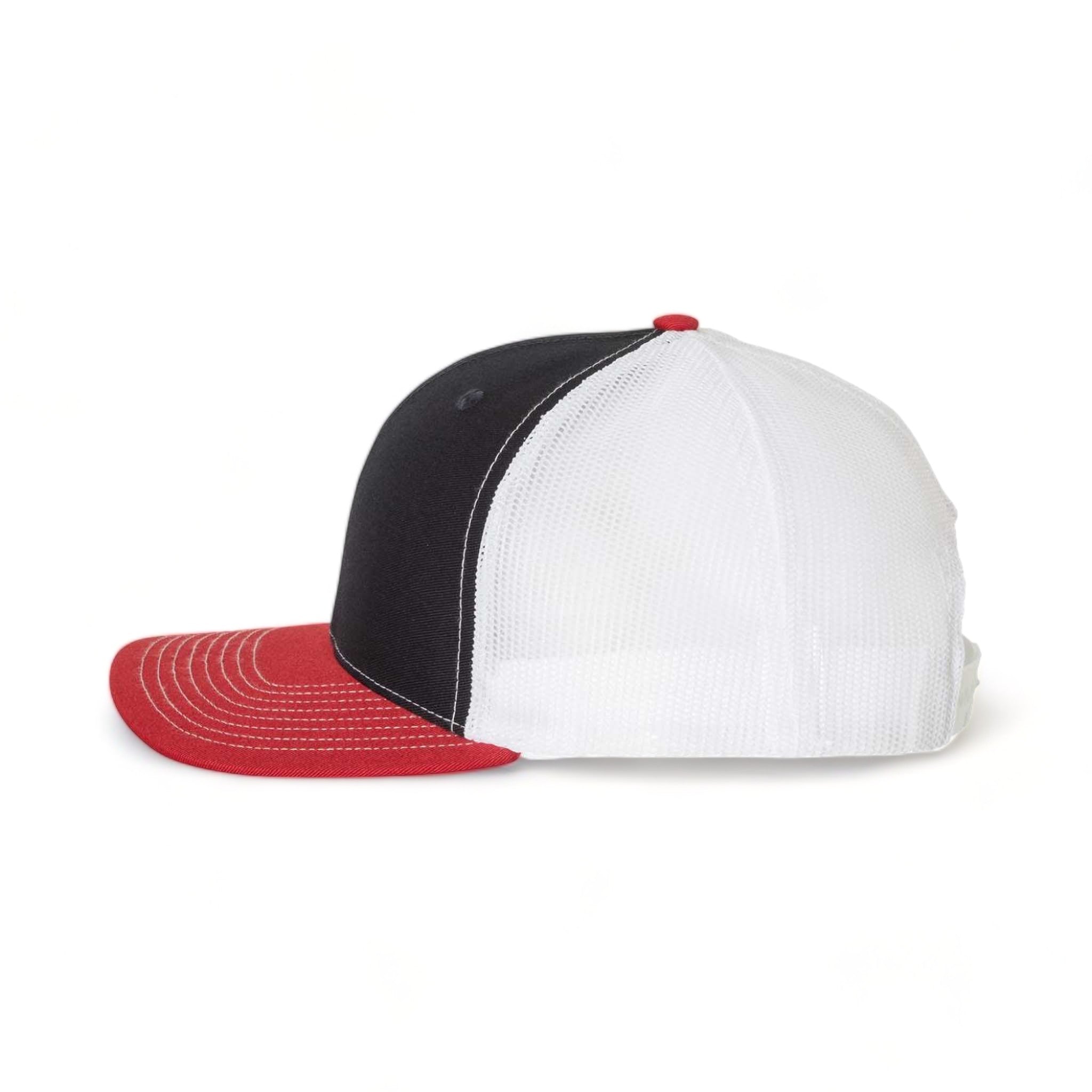 Side view of Richardson 112 custom hat in navy, white and red