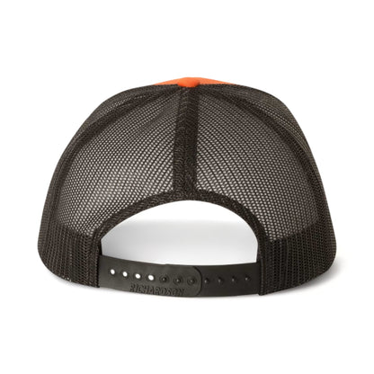 Back view of Richardson 112 custom hat in orange and black